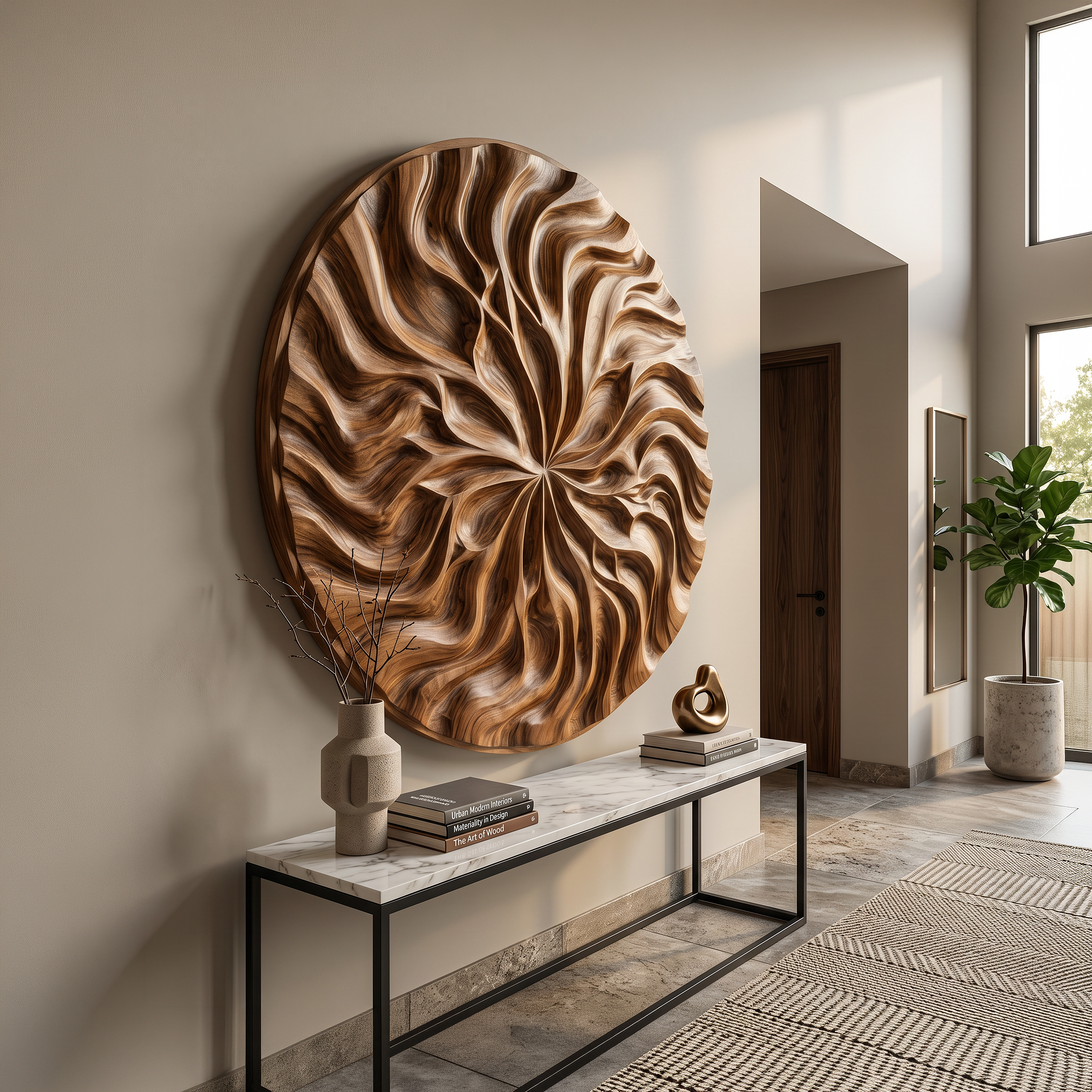 Abstract Flow Wood Wall Art Contemporary Neutral Hallway Decor SILDTTRWA118