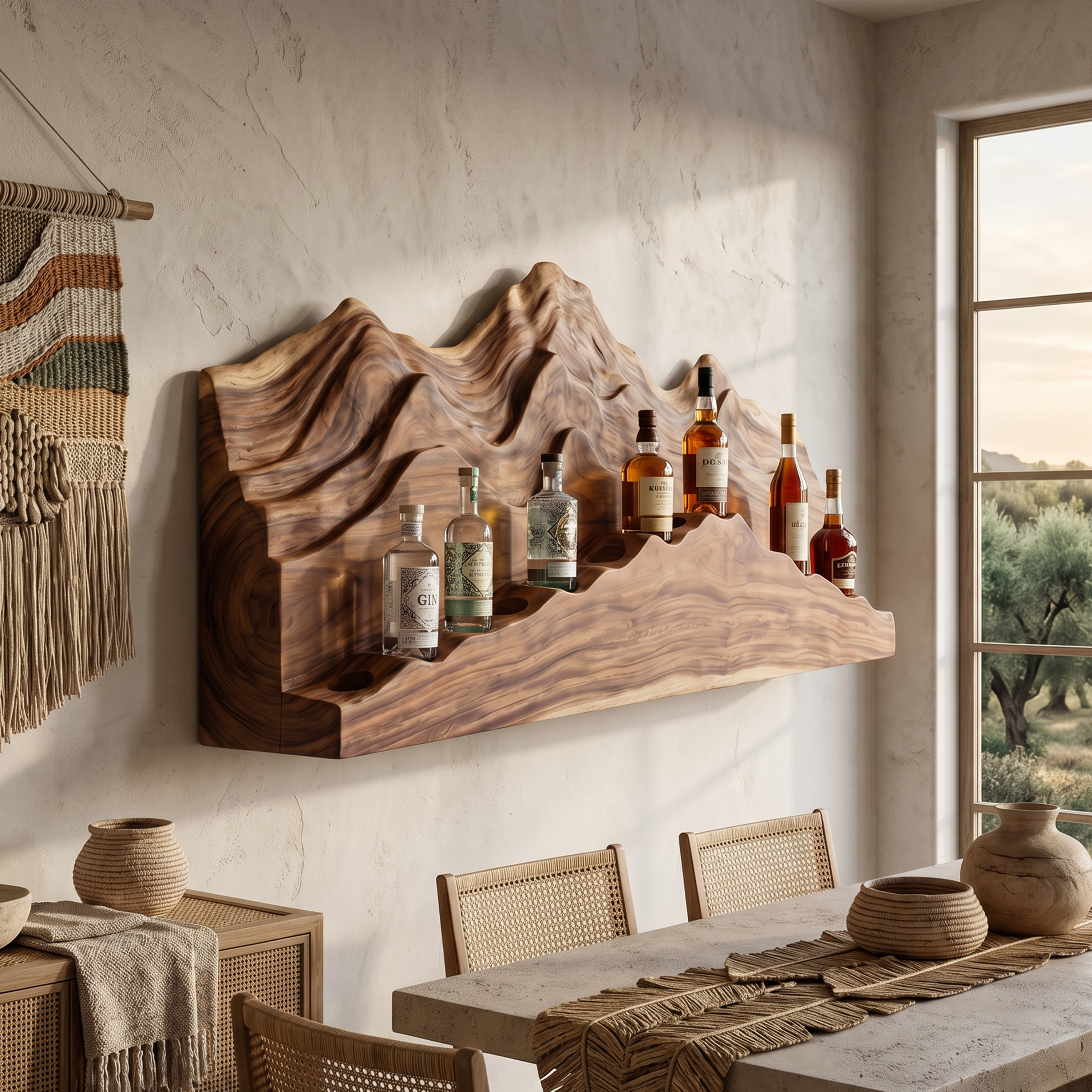 Mid Century Artistic Wine Display Rack For Home Bar SILDTTNWH047