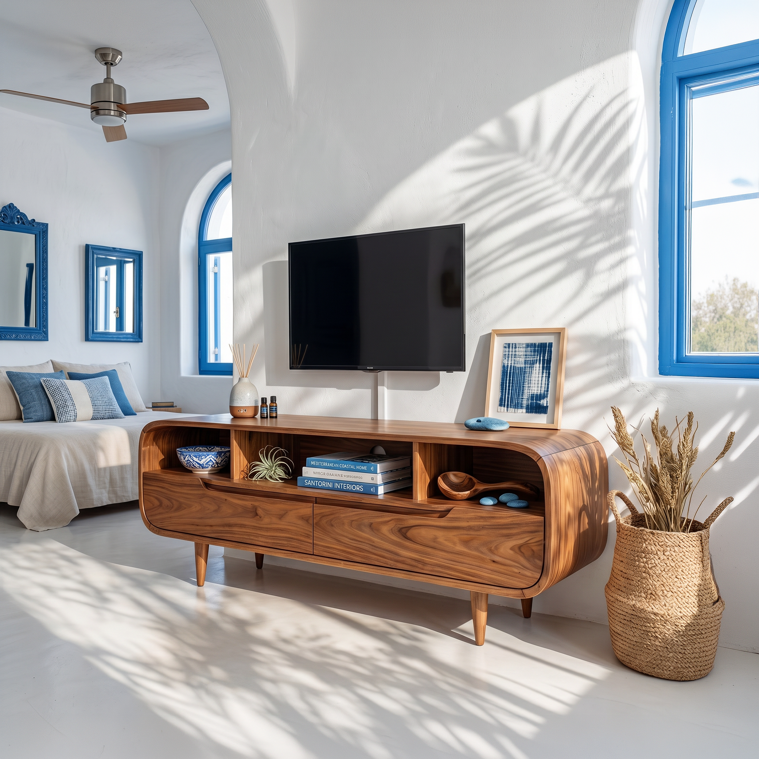Contemporary Walnut TV Stand For Modern Loft Bedroom SILDTTRTVC092