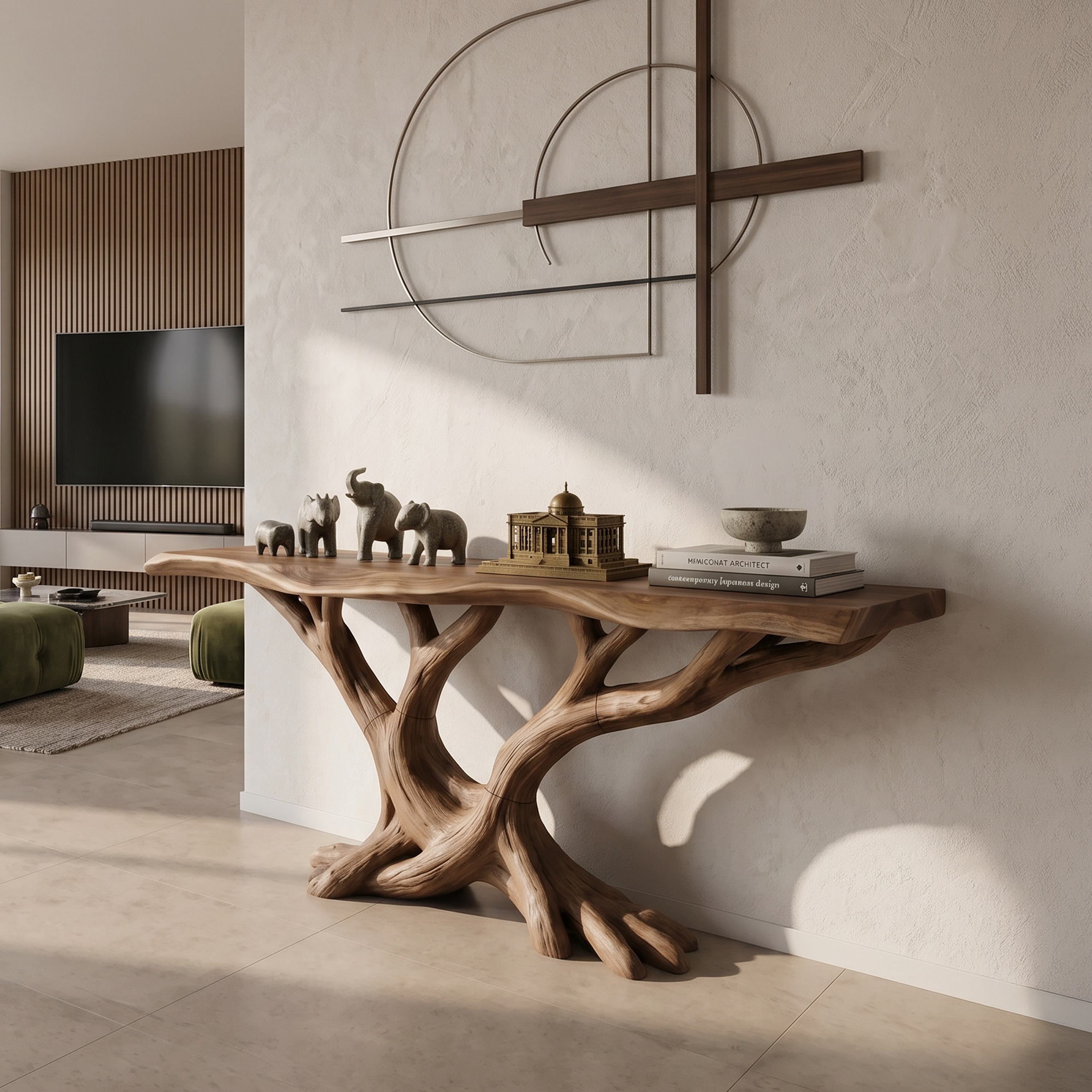 Organic Twisted Wood Console Table Contemporary Hallway SILDTTRCS101