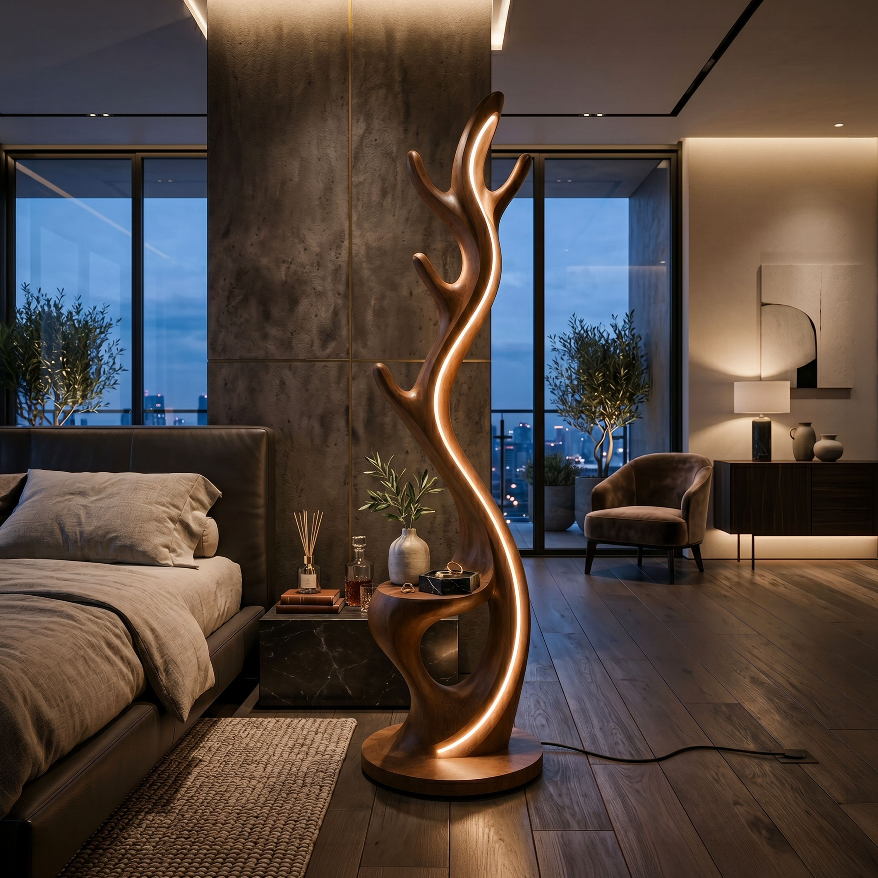 Minimalist Twig Lamp With Rack For Entryway SILDTTNLAM017