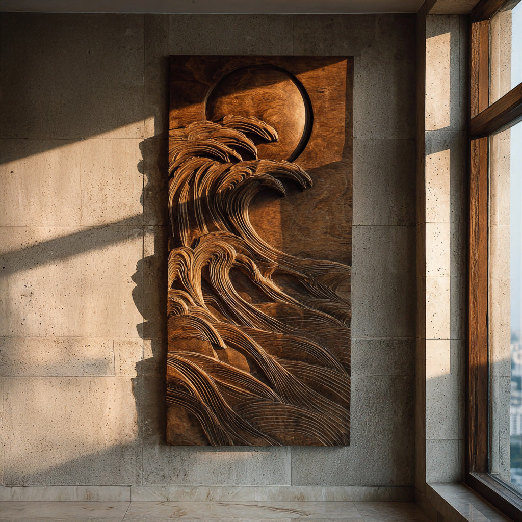 Modern Coastal Ocean Wave Wood Wall Art For Home Decor RTTHHNWA189