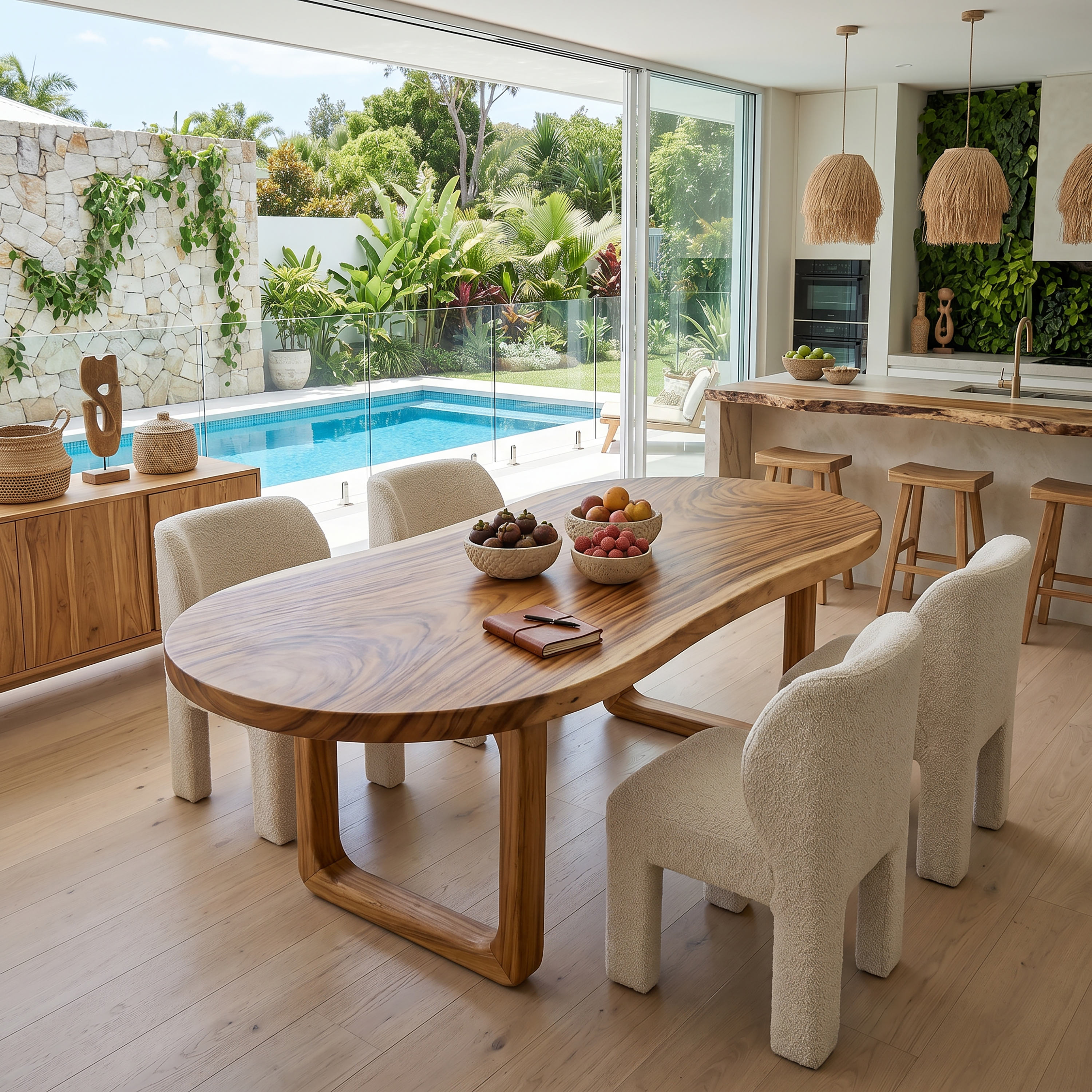 Tropical Oval Dining Room Table For Poolside Room SILDTTRDN057