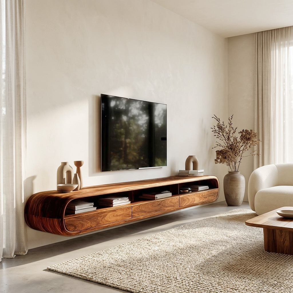 Modern Natural Wood Wall Mounted TV Cabinet For Living Room RTTHHNTVC092