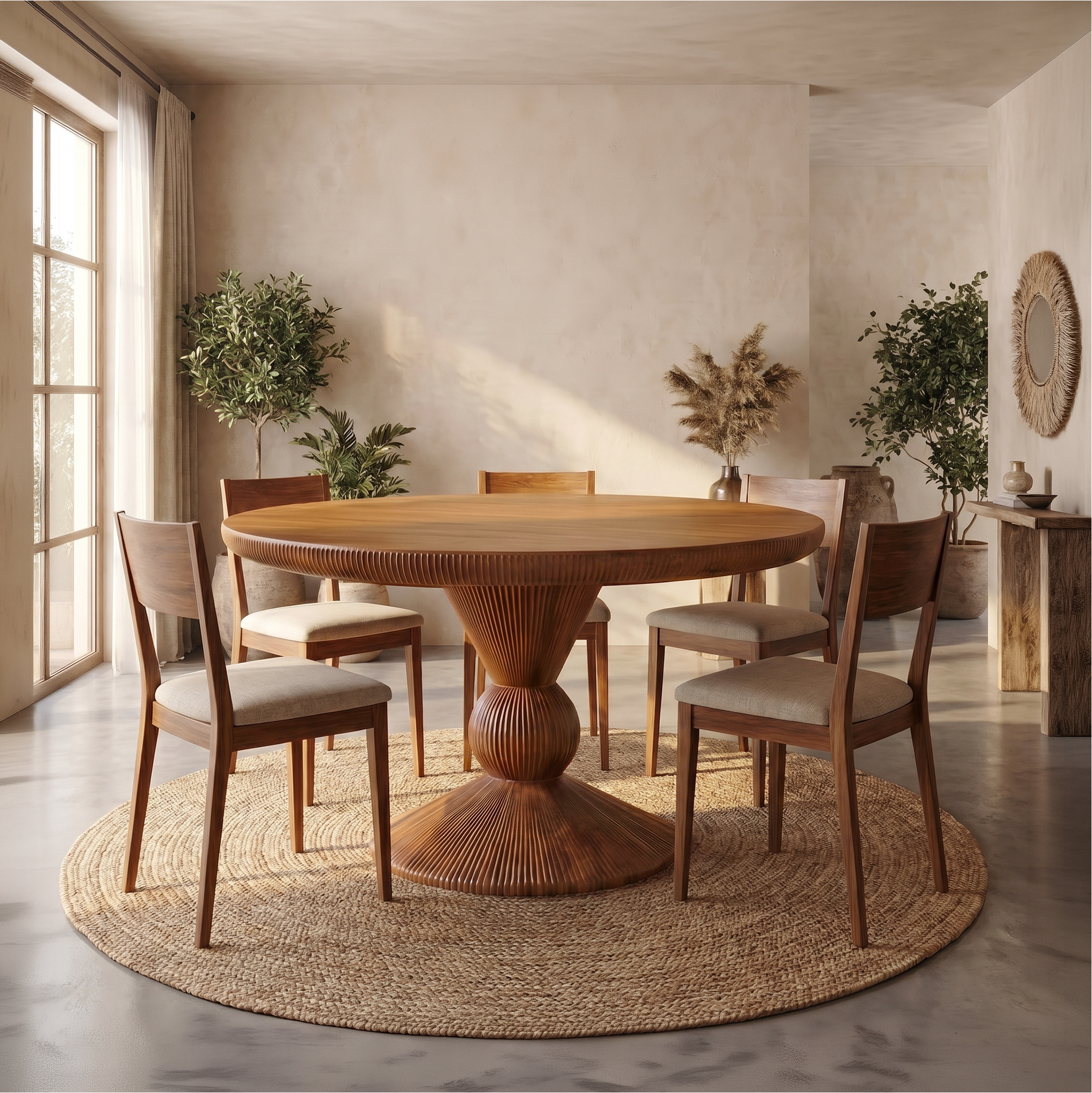 Modern Round Pedestal Dining Table For Dining Room And Kitchen SINLSADT168