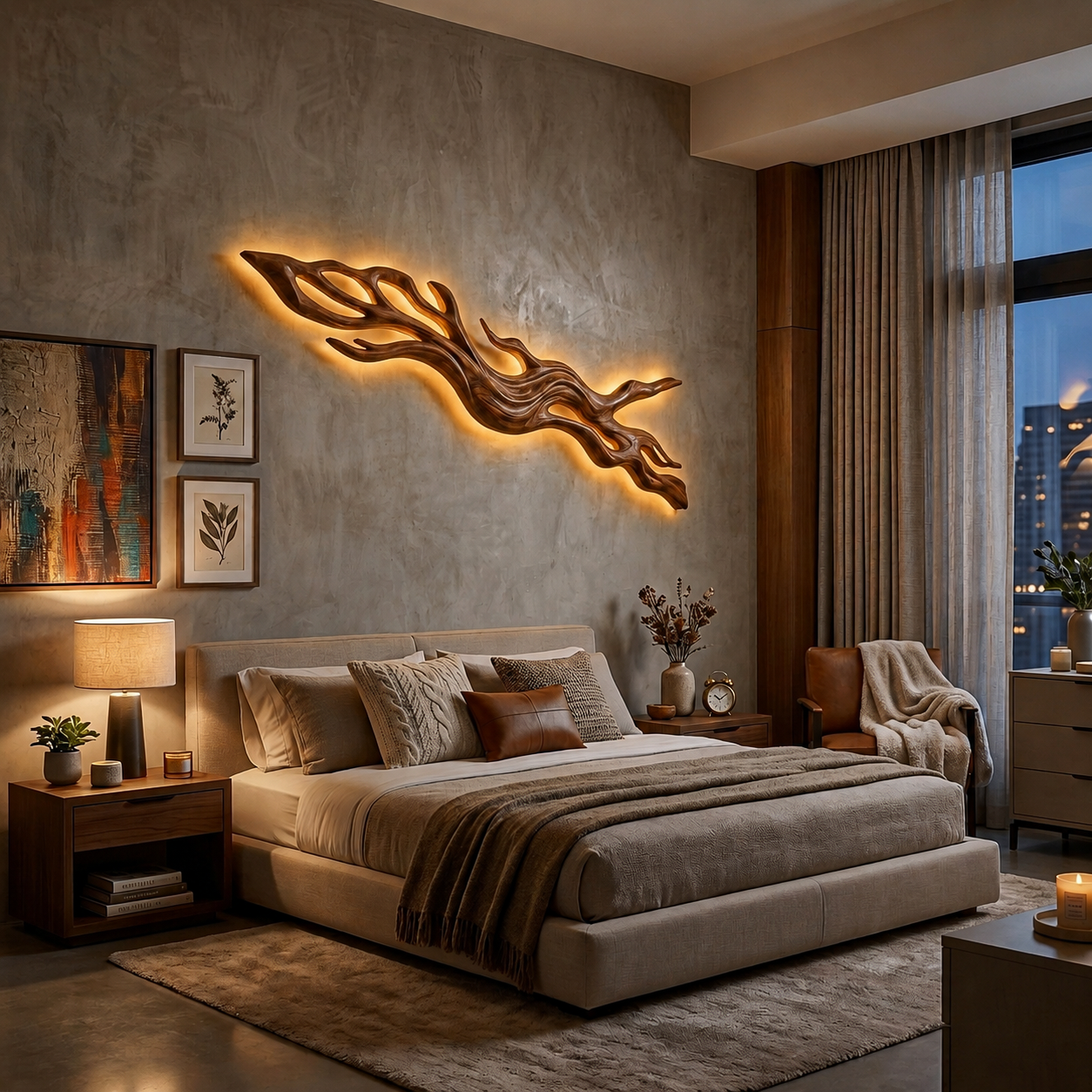 Rustic Wood Wall Light With Undulating Shape For Bedroom Decor RTTHTTLAM055
