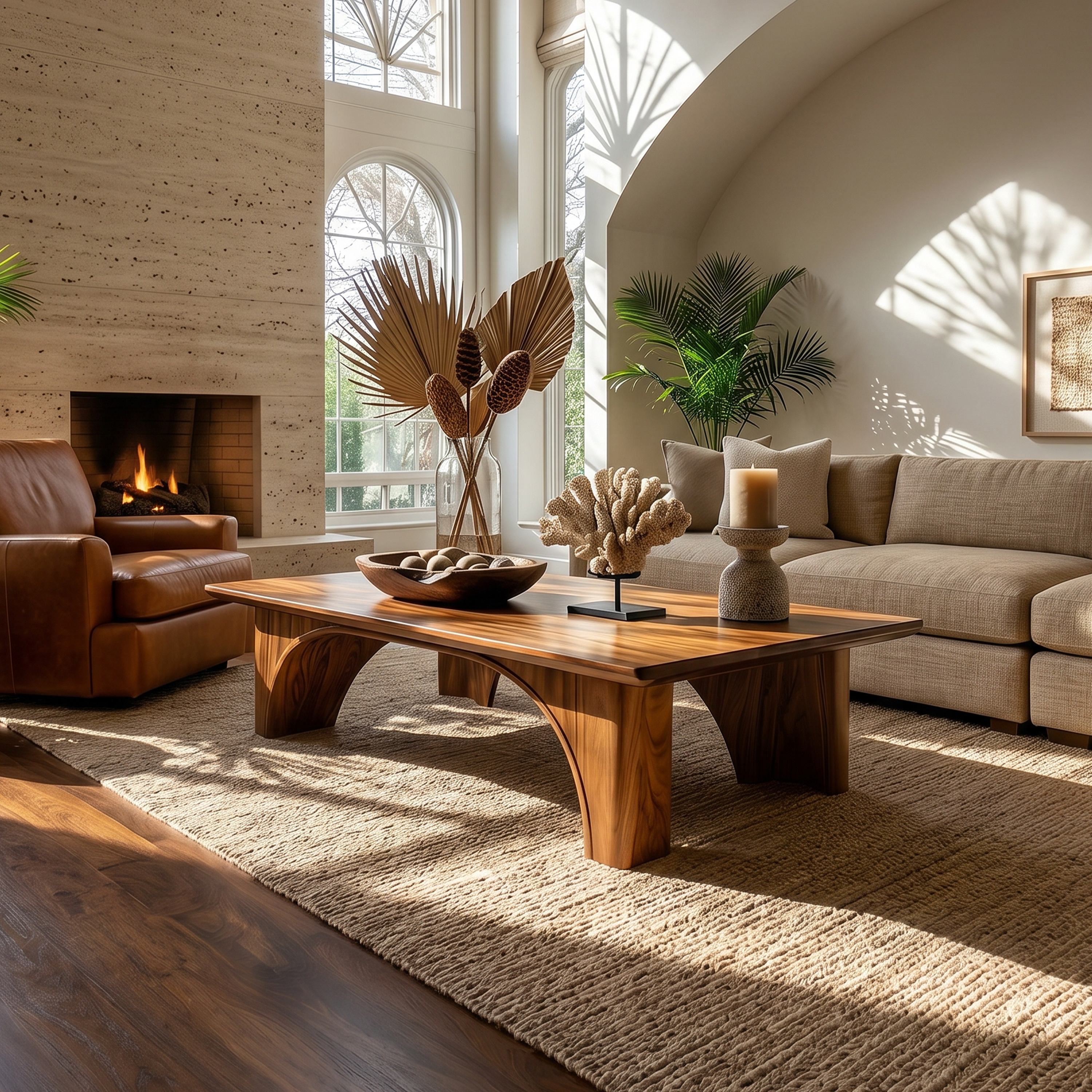 Arched Wood Coffee Table For Garden Room SILDTTRCF130