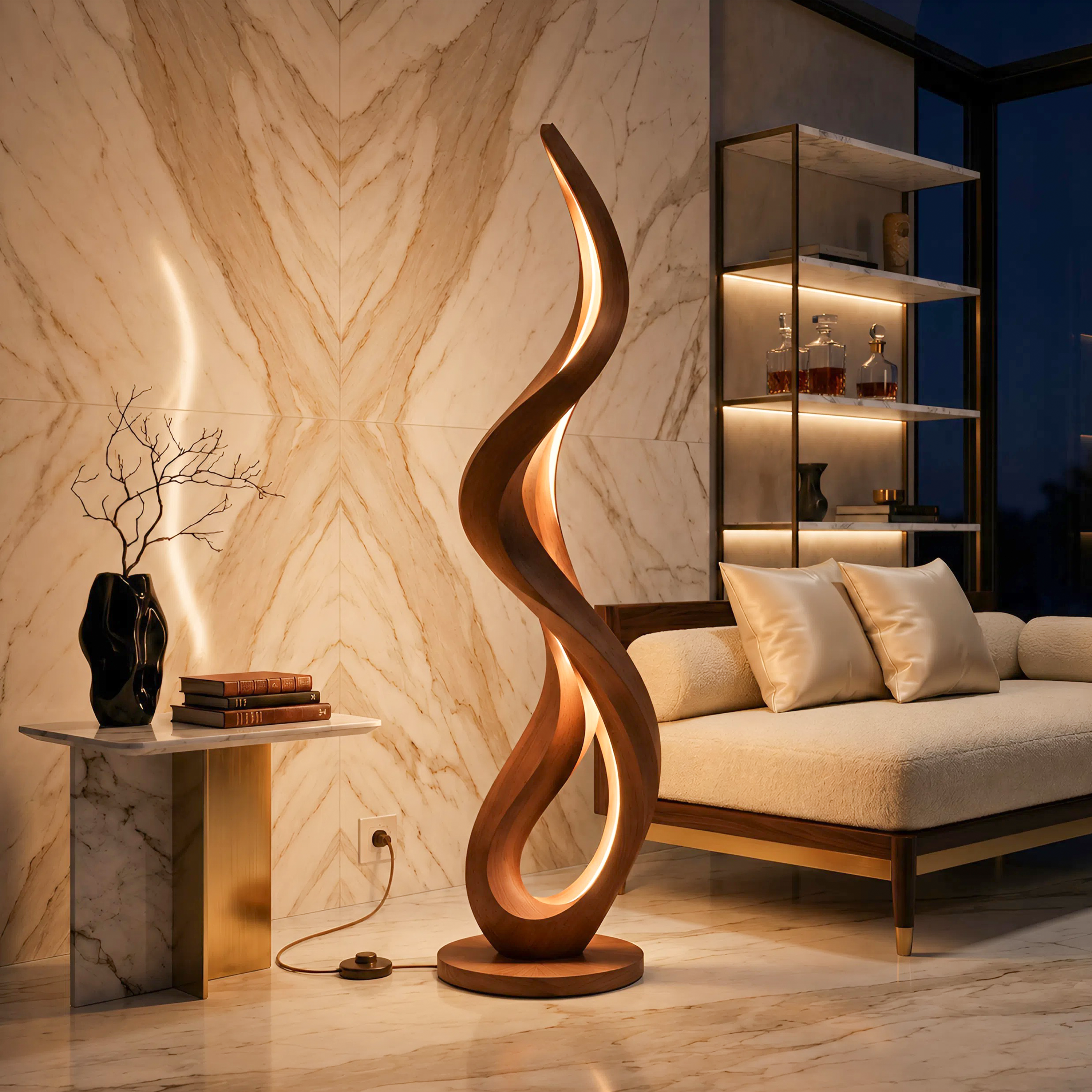 Modern Flowing Flame Floor Lamp For Lounge Area SILDTTNLAM034