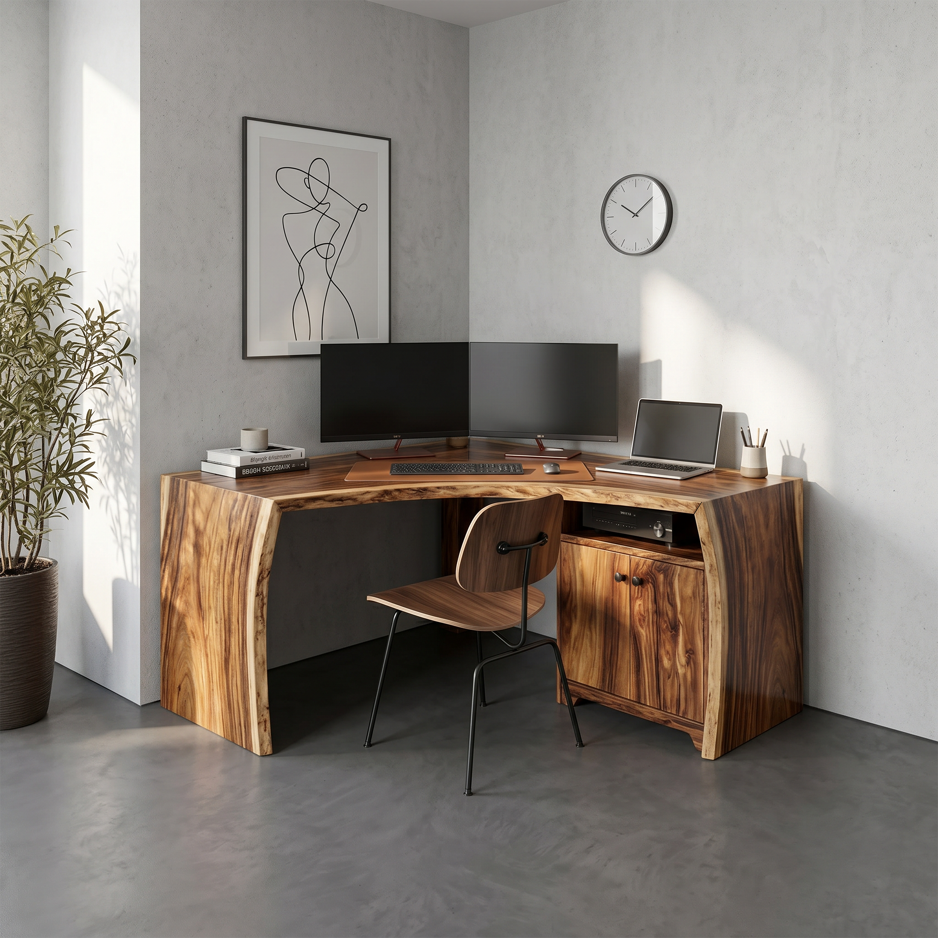 Modern Corner Desk With Cabinet Storage For Home Office SILDTTRDE011