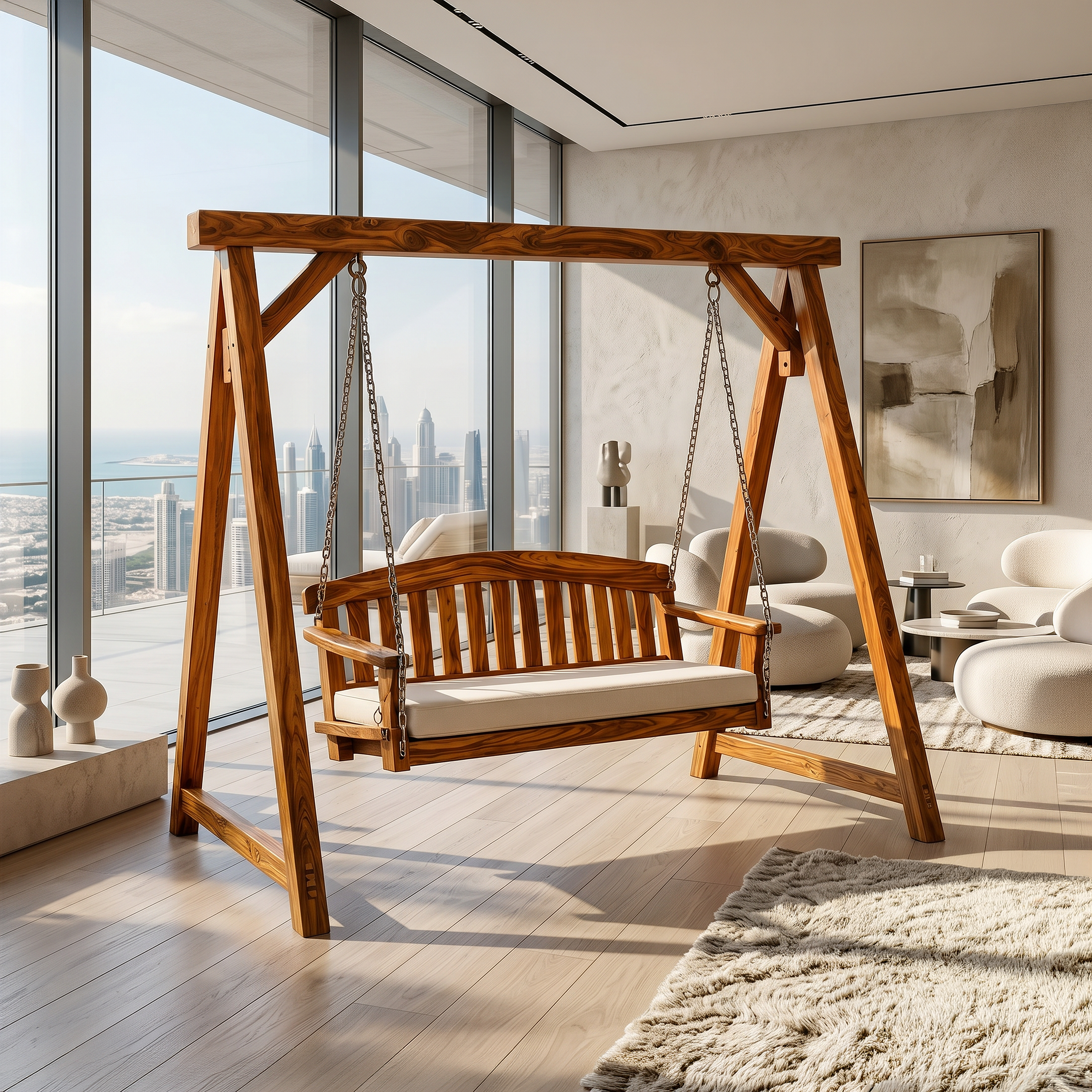 Modern Wooden Porch Swing Penthouse Living Space SILDTTRSWI012