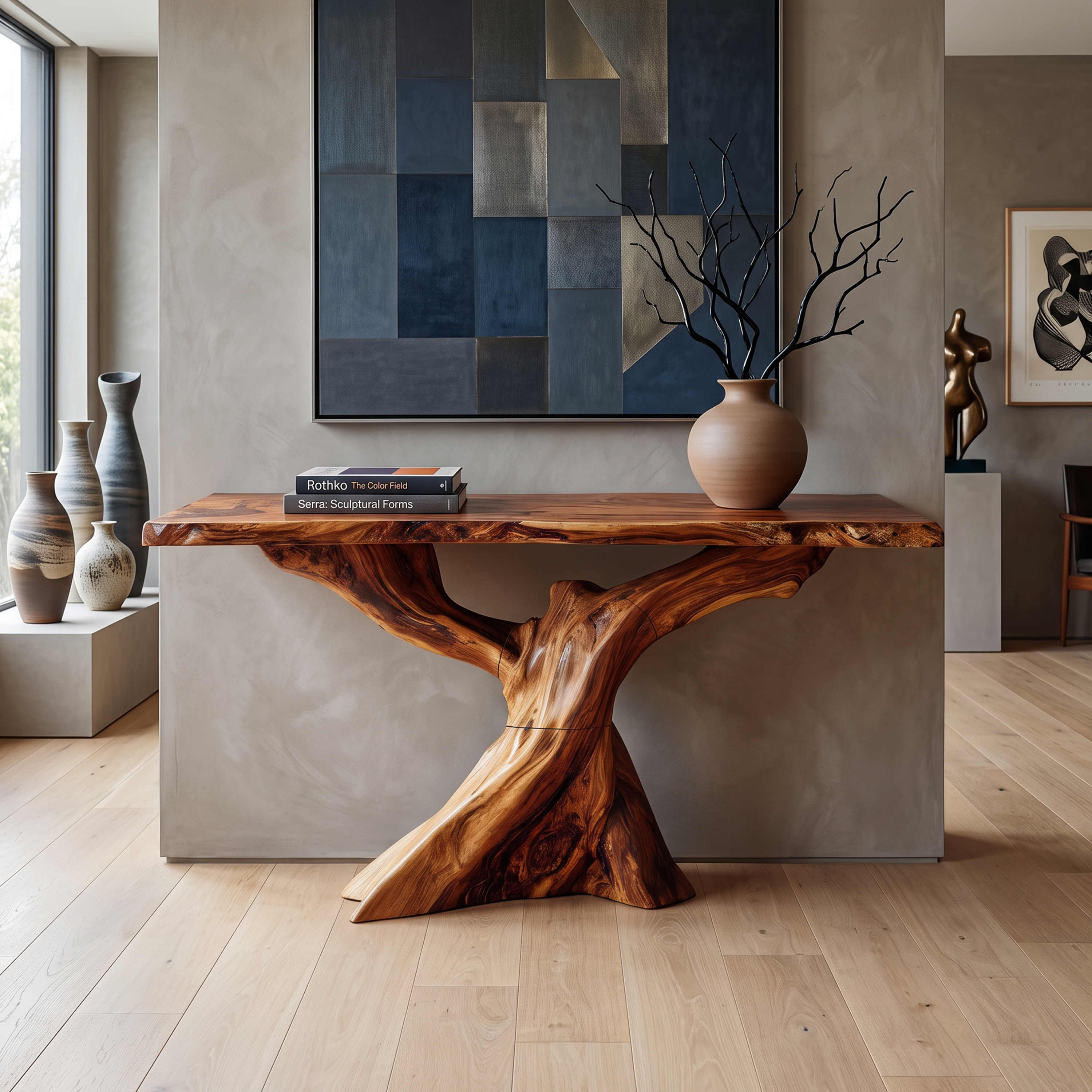 Modern Live Edge Console Table Organic Wood Furniture For Living Room SILDTTNCS074