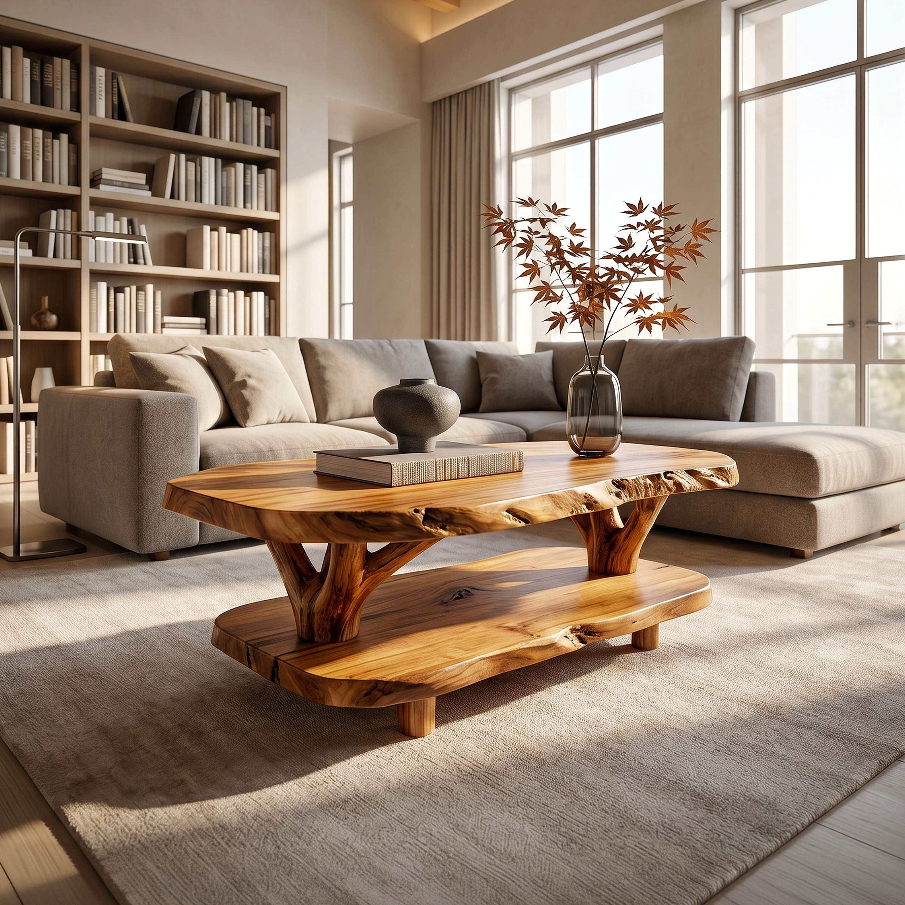 Rustic Live Edge Coffee Table For Library SILDTTRCF114