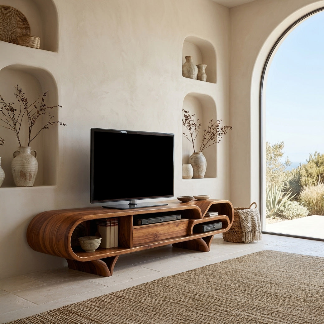 Mediterranean Modern Wooden TV Stand For Living Room RTTHHNTVC110