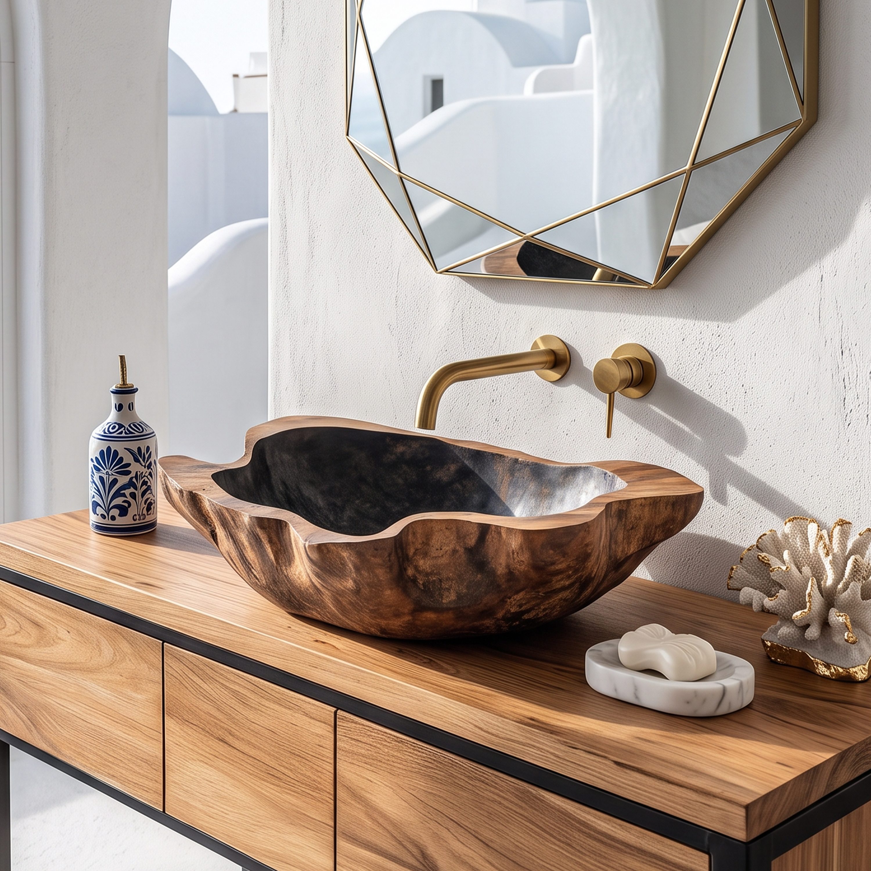 Wood Wash Basin Mid Century Style For Bathroom Upgrade SILDTTRVS016