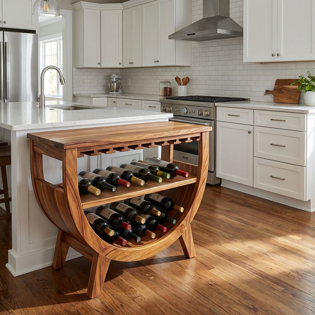 Wooden Wine Cabinet With Built In Glass Rack For Kitchen RTTHTTBCA035