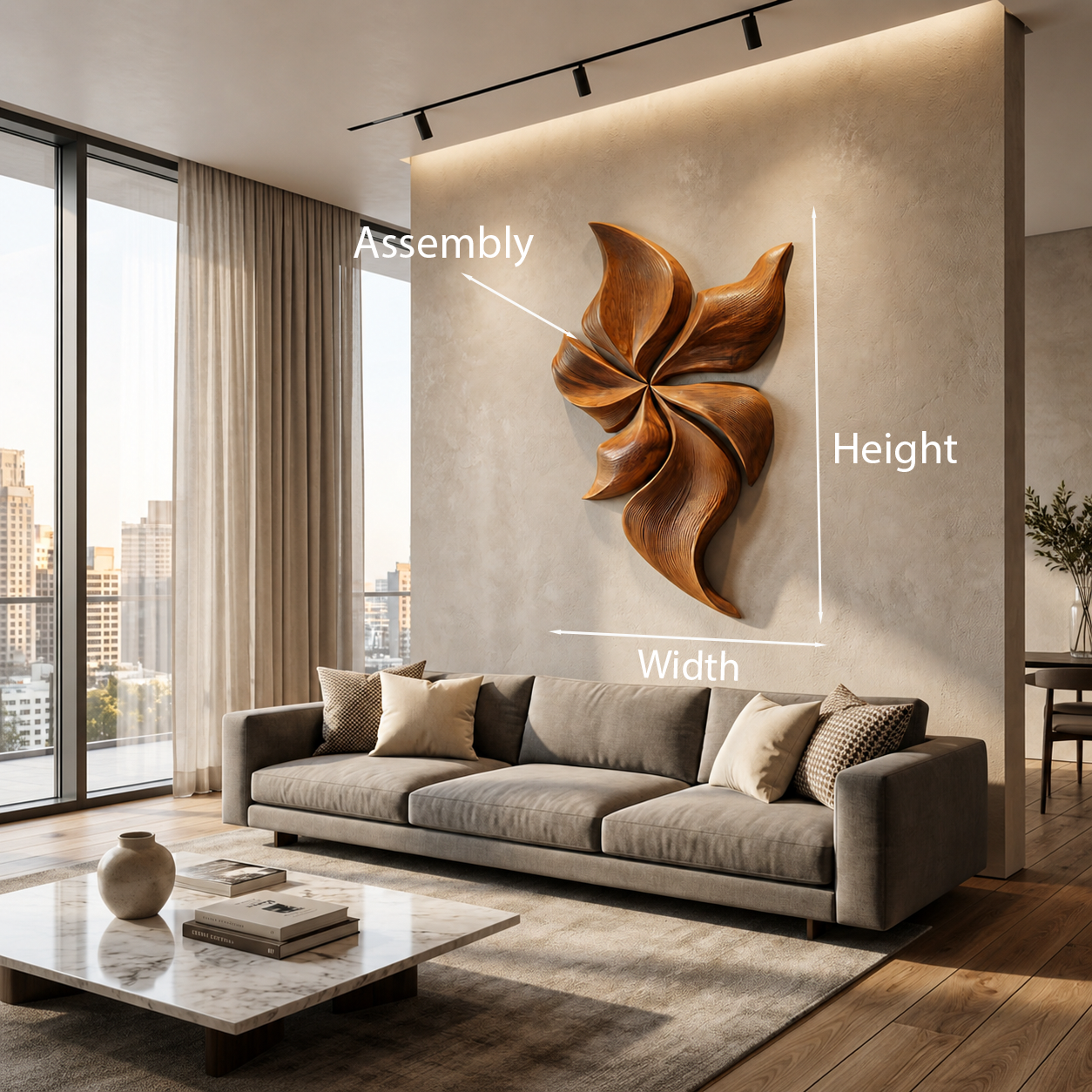 Modern Wooden Wall Art With Floral Inspired Sculpture For Living Room RTTHTTWA145