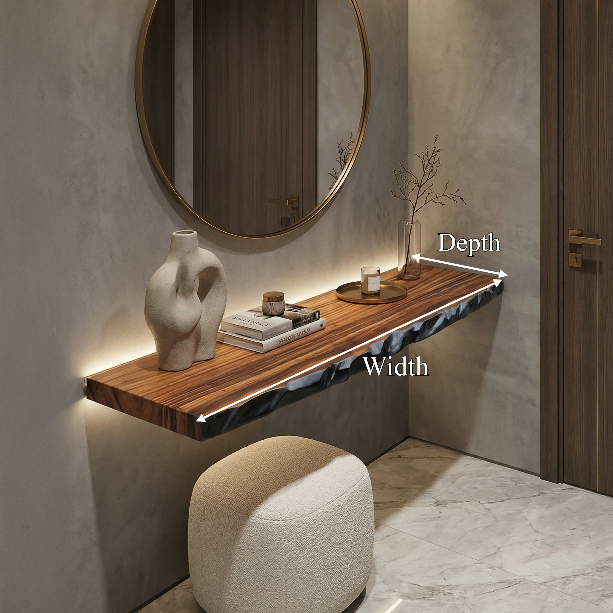 Live Edge Wood Floating Shelf For Living Room And Bedroom SINLSAFL522