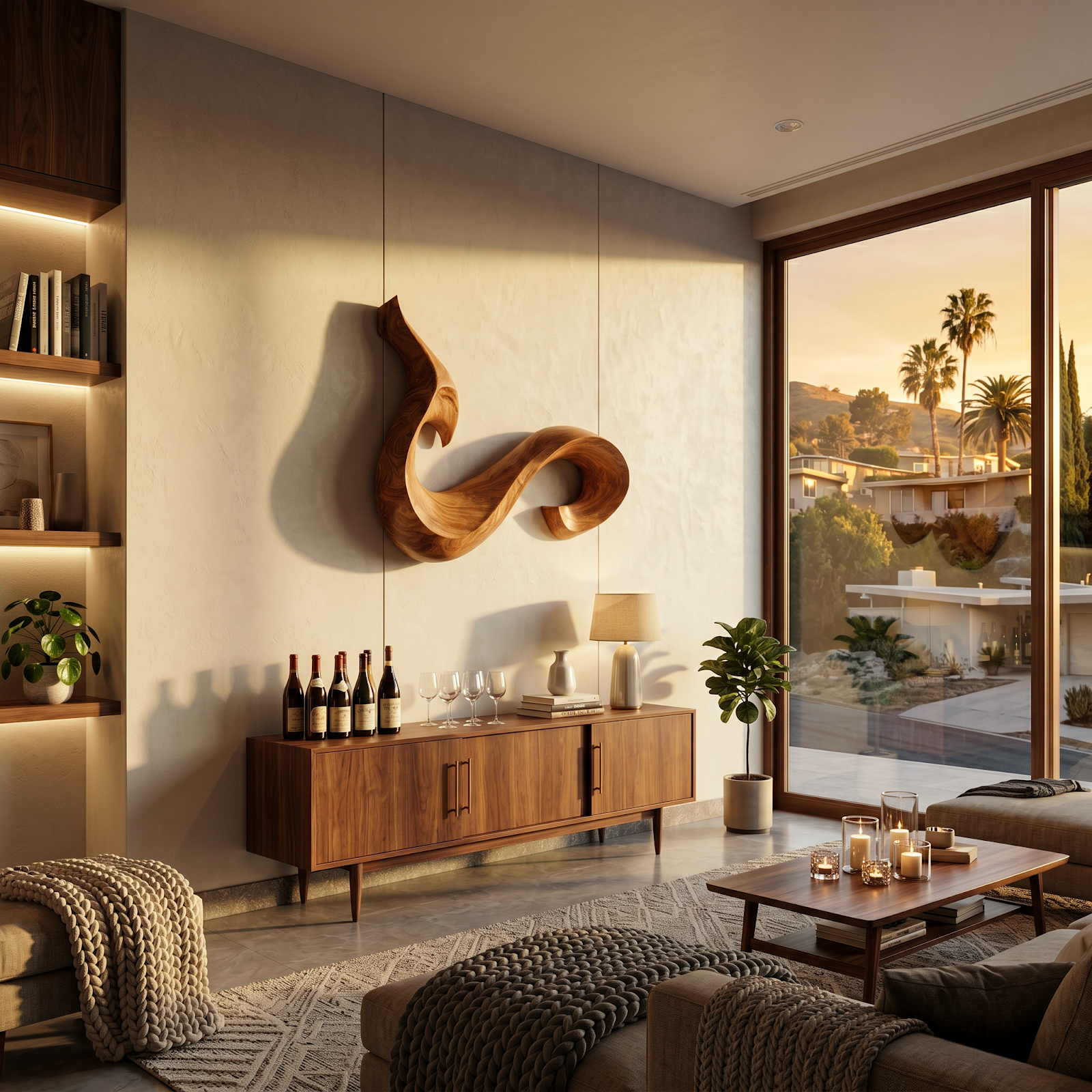 Modern Abstract Curved Wooden Wall Art For Living Room Decor RTTHTTWA151
