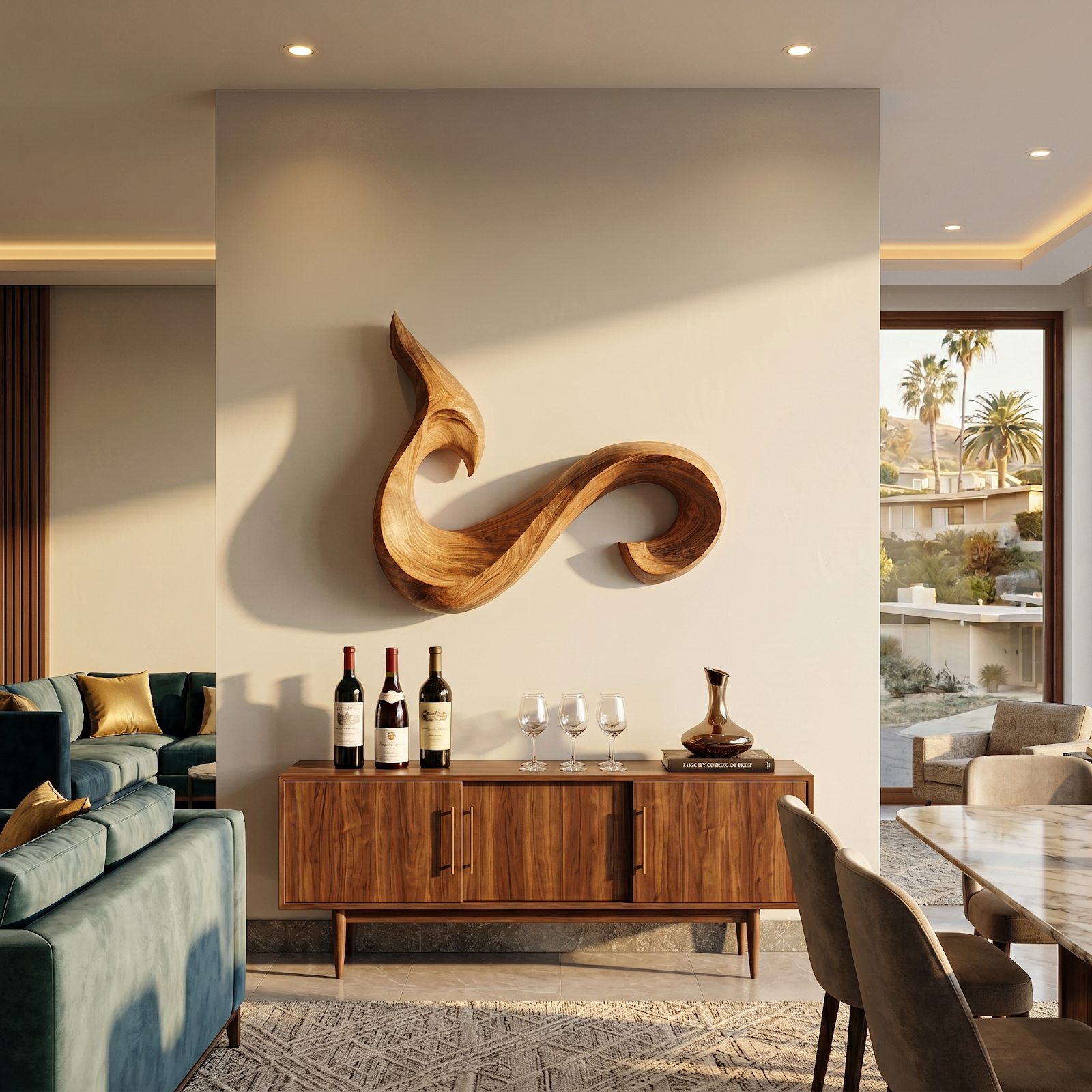 Modern Abstract Curved Wooden Wall Art For Living Room Decor RTTHTTWA151