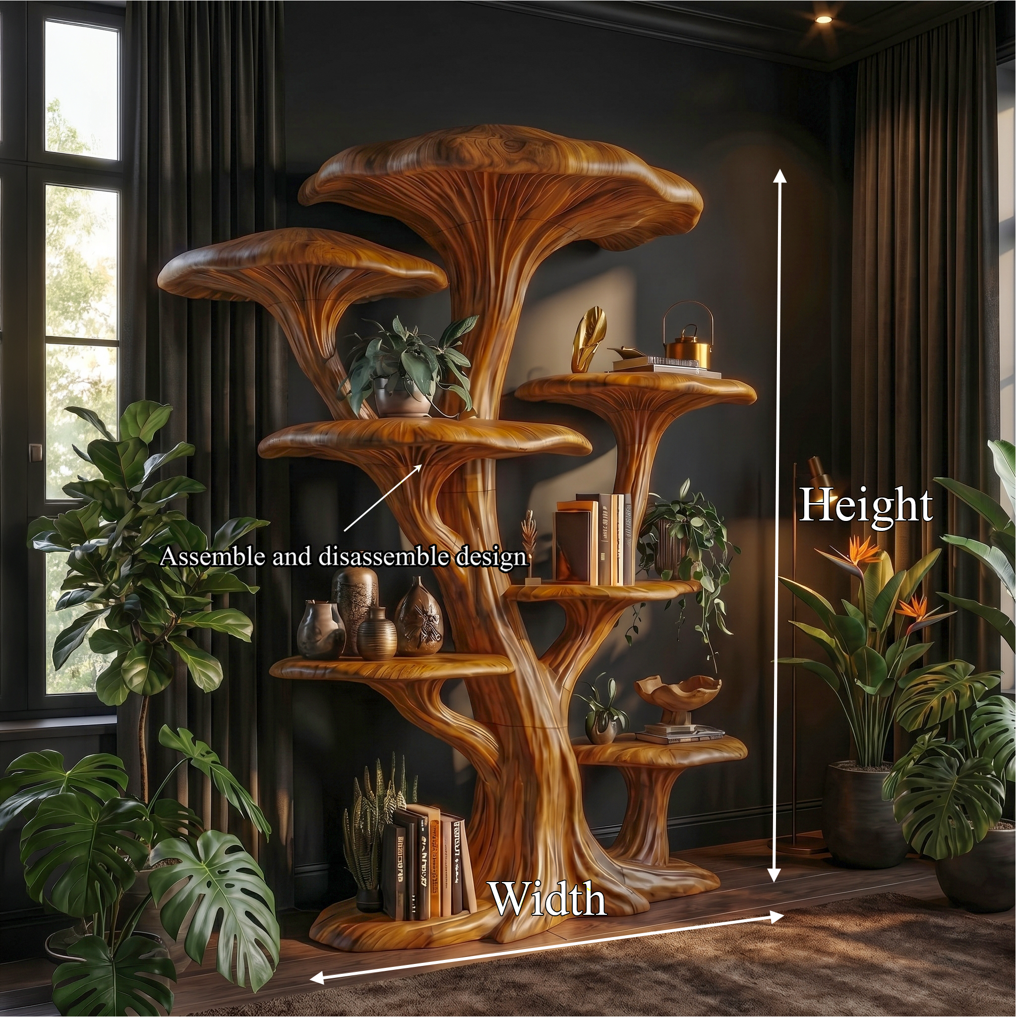 Modern Organic Mushroom Bookcase For Living Room And Bedroom SINLSATB729