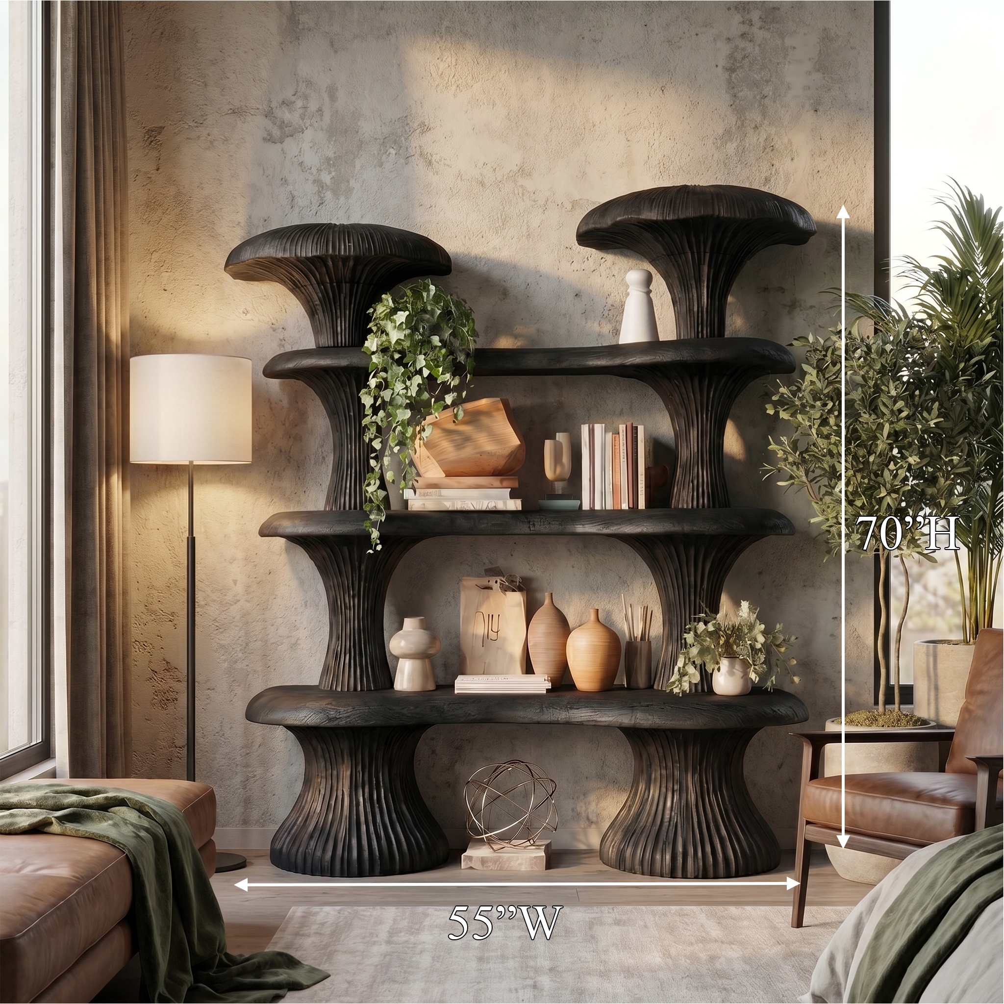 Sculptural Mushroom Bookcase For Living Room And Reading Room SINLSATB728