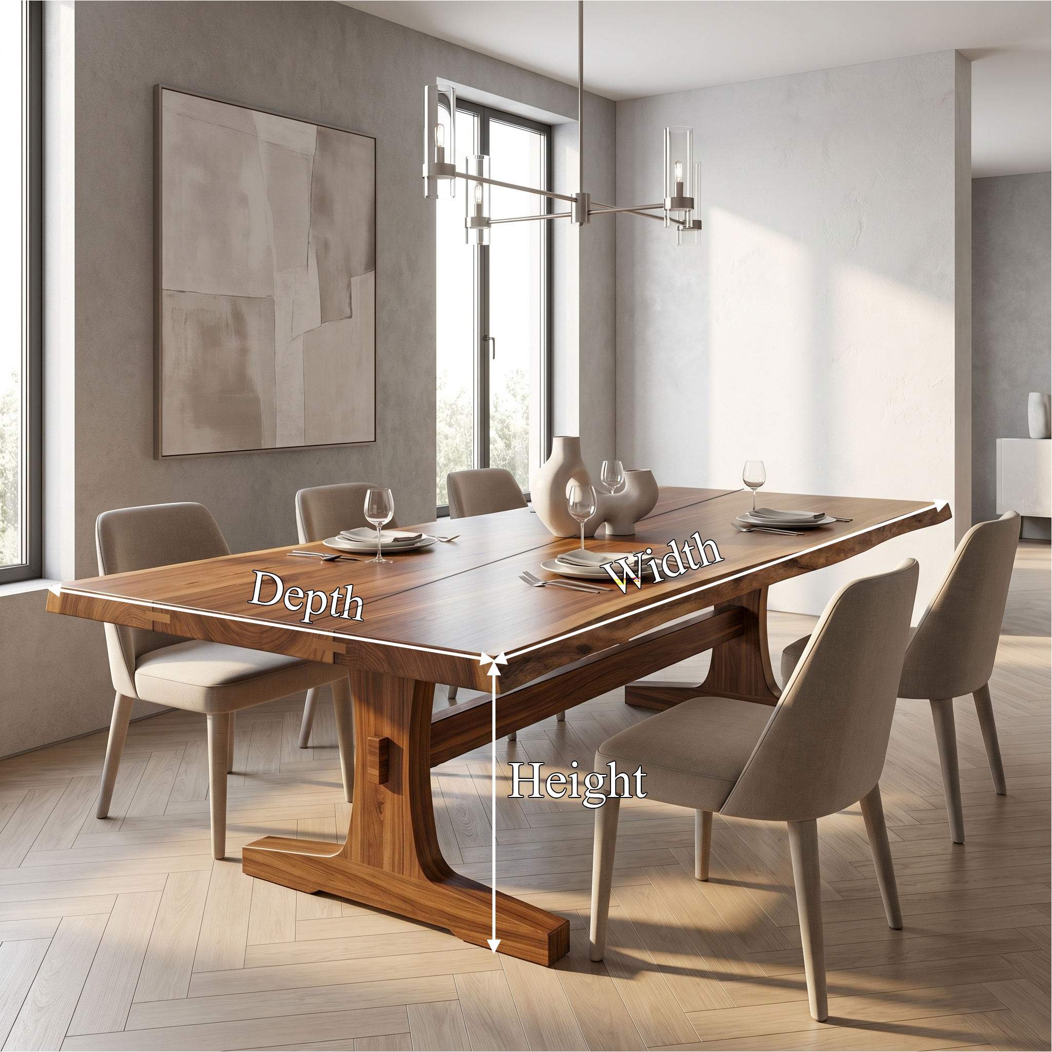 Organic Live Edge Dining Table With Waterfall Wood Base For Dining Room SINLSADT192