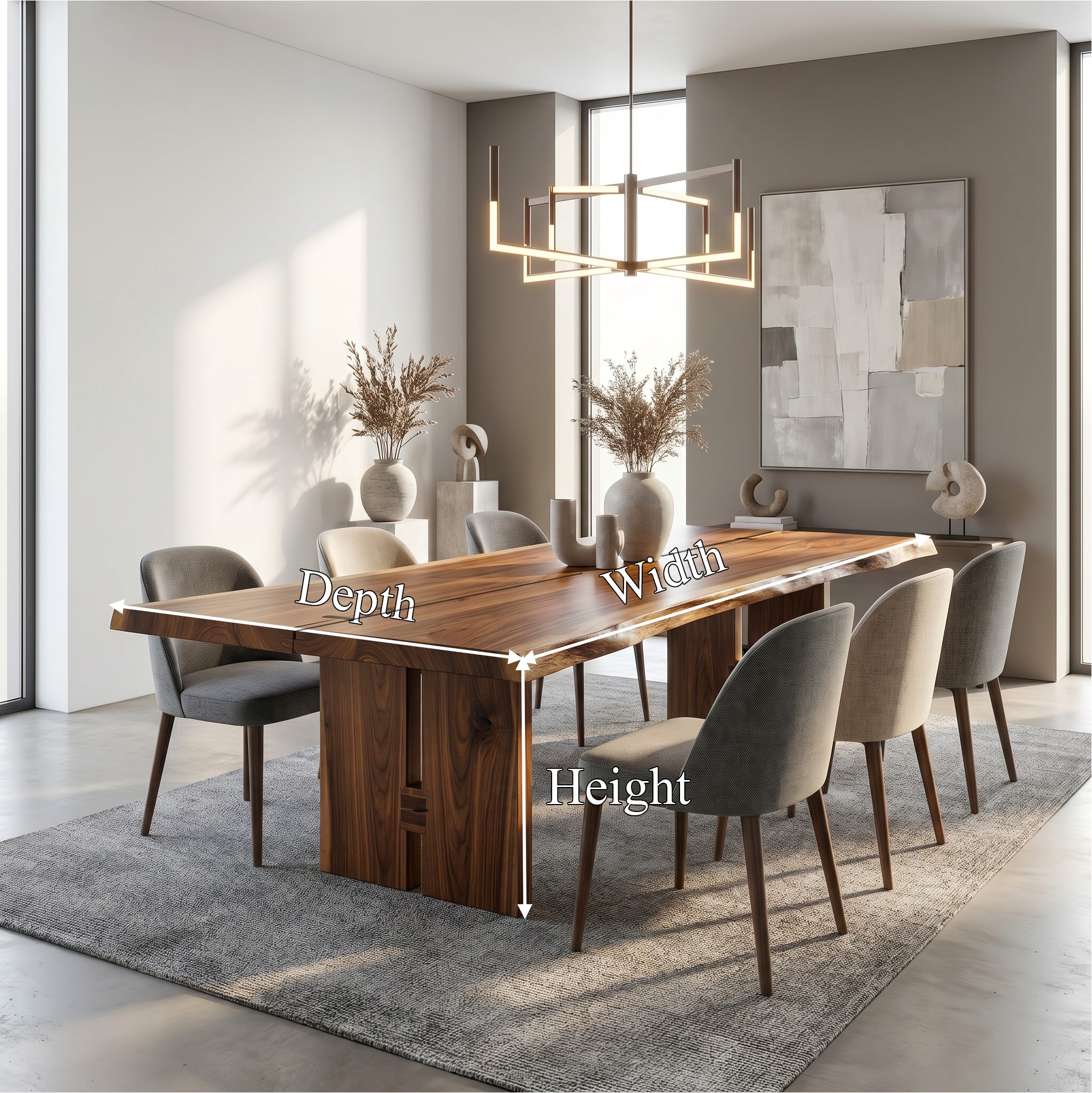 Sculptural Dining Table With Chunky Pedestal Base For Dining Room SINLSADT193