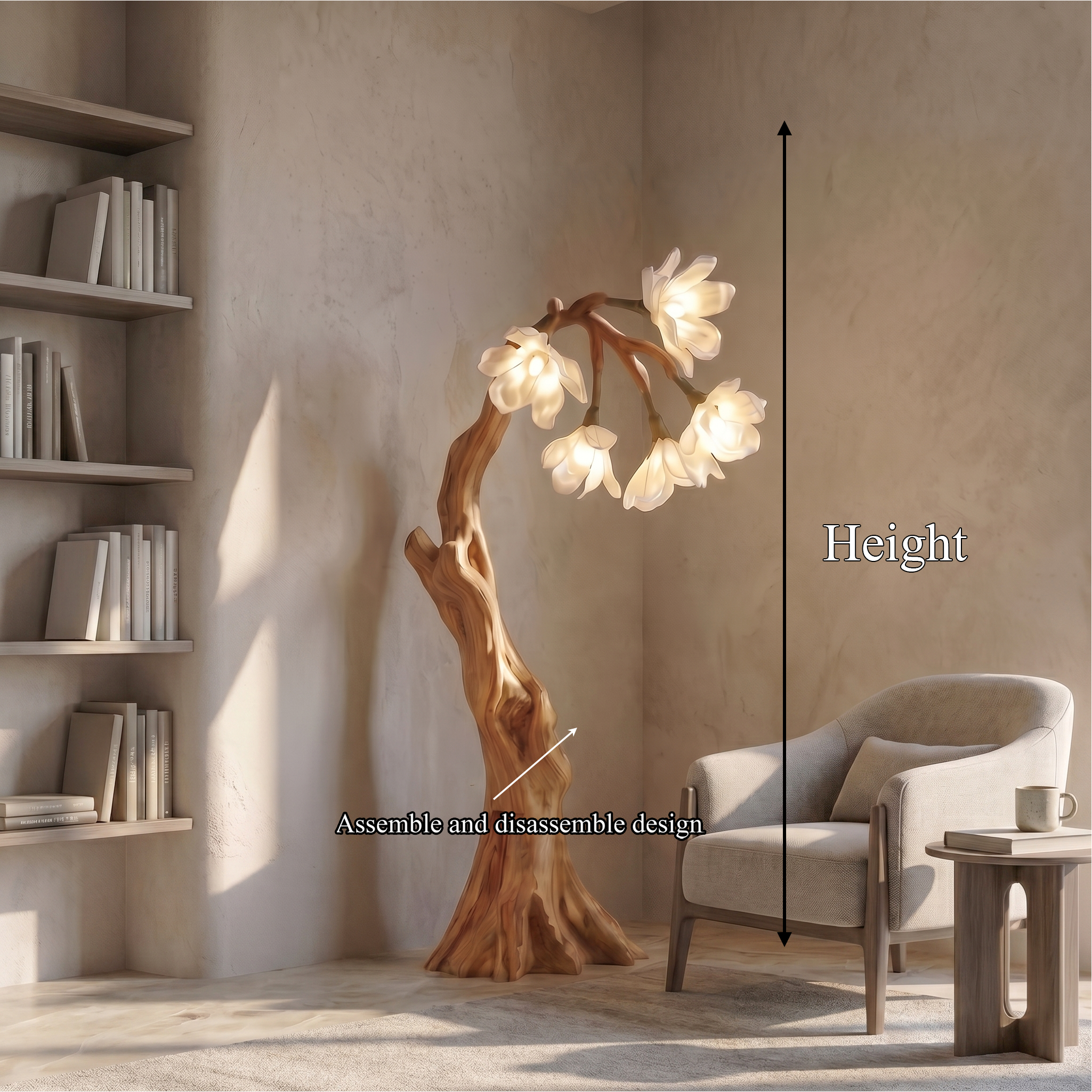 Botanical Standing Lamp With Flower Shade For Living Room And Bedroom SINLSAFLP076
