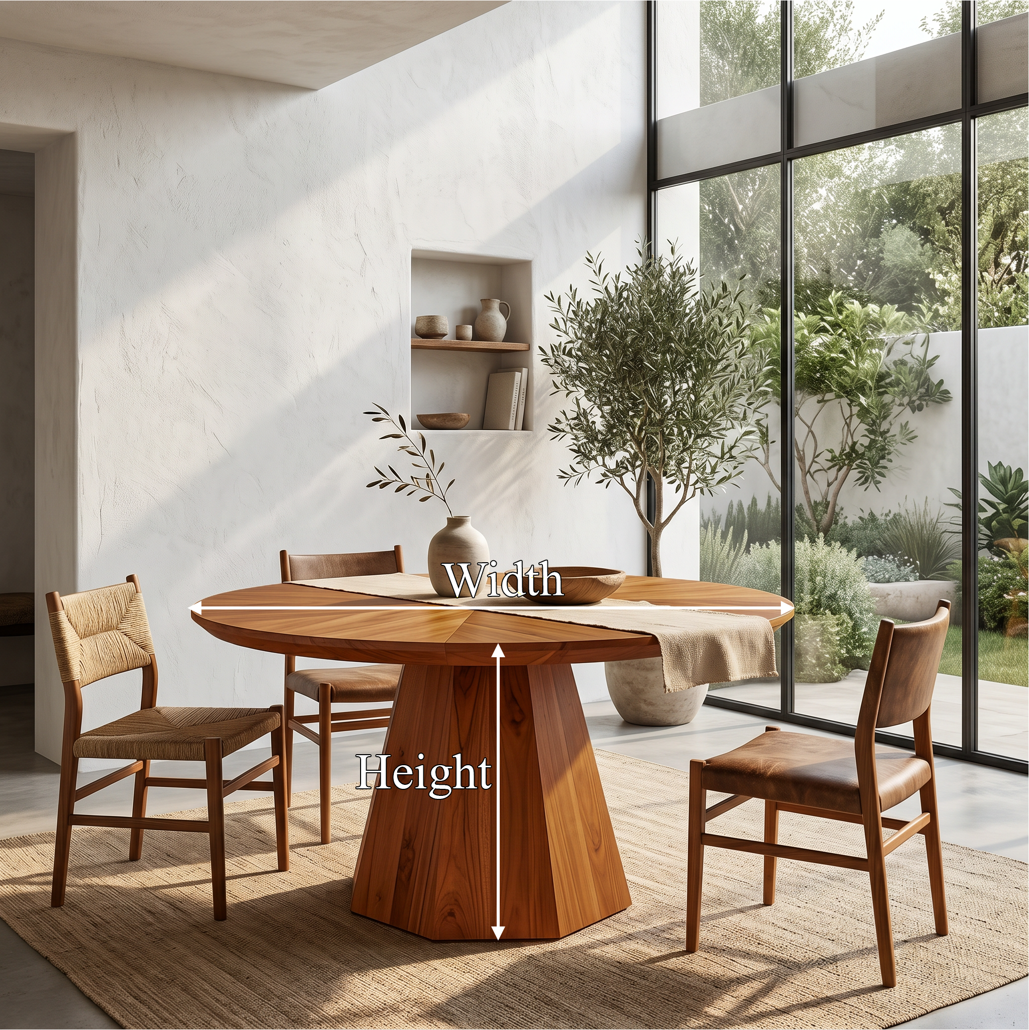 Mid Century Dining Table With Tapered Sculptural Pedestal For Dining Room SINLSADT195