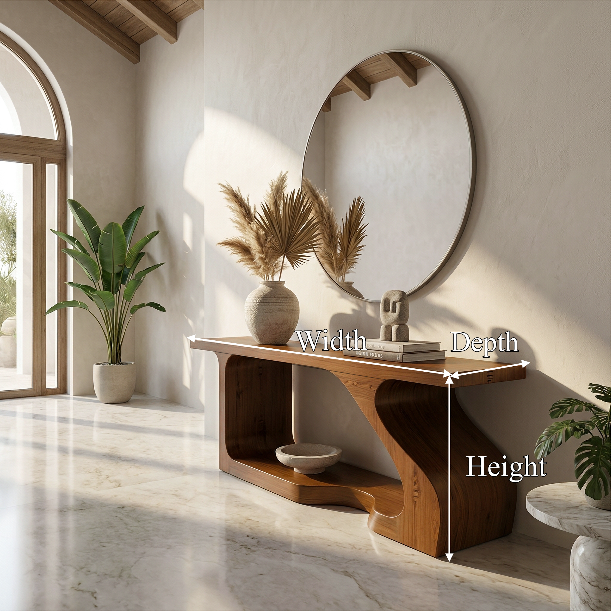Modern Console Table With Sculptural Curved Form For Entryway SINLSACS640