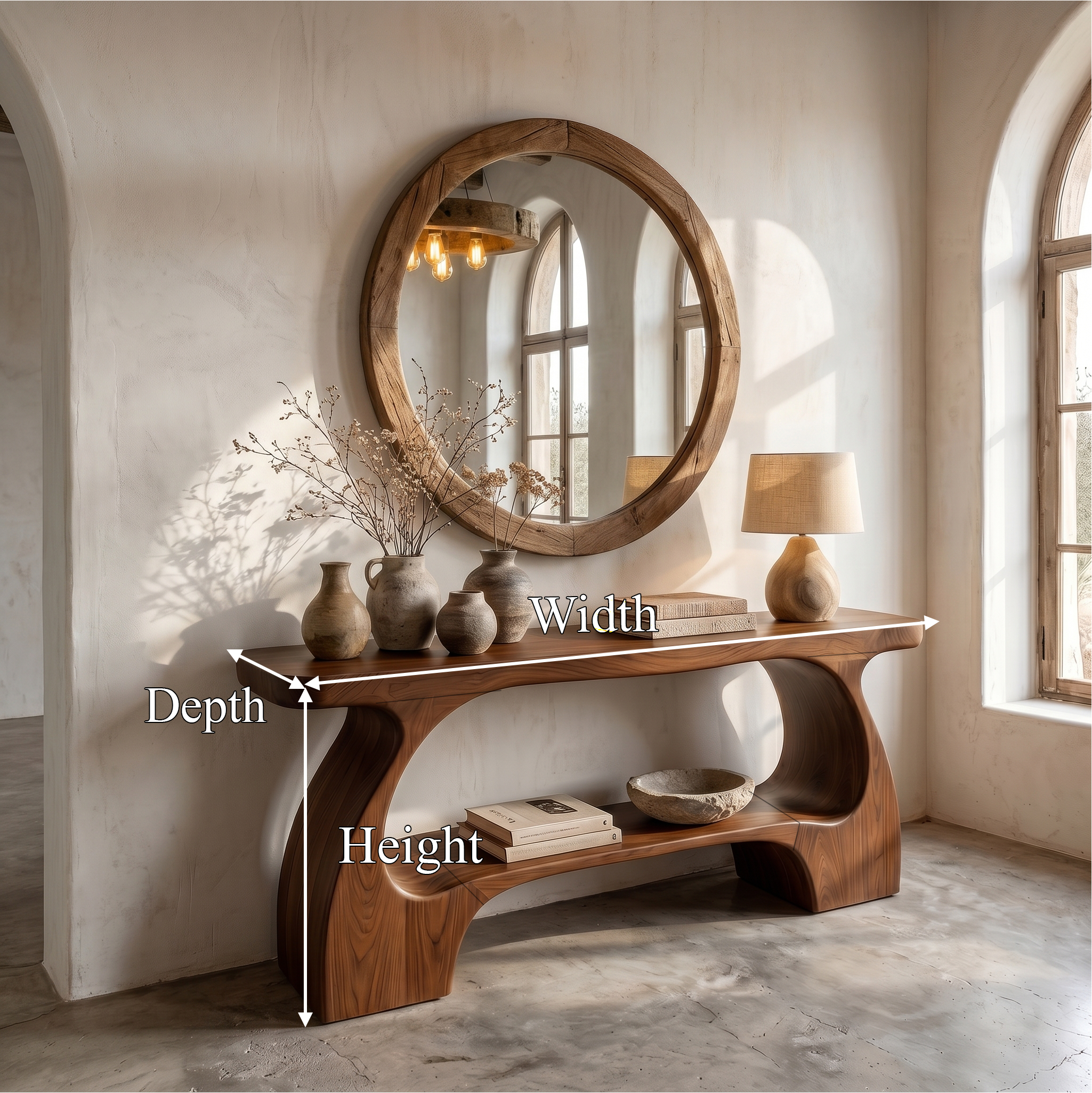Natural Console Table With Organic Curved Silhouette For Entryway SINLSACS642