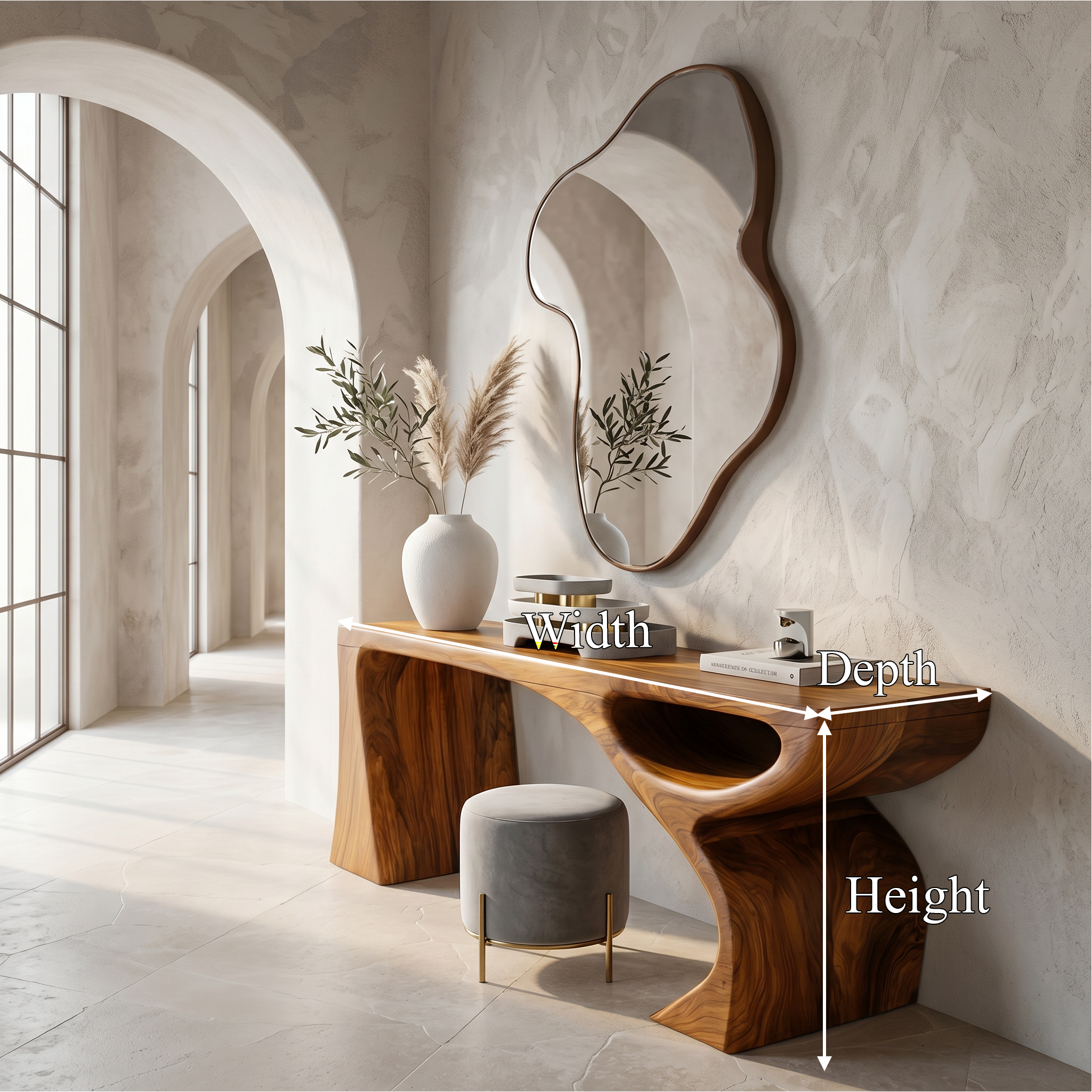 Contemporary Console Table With Fluid Open Structure For Entryway SINLSACS645