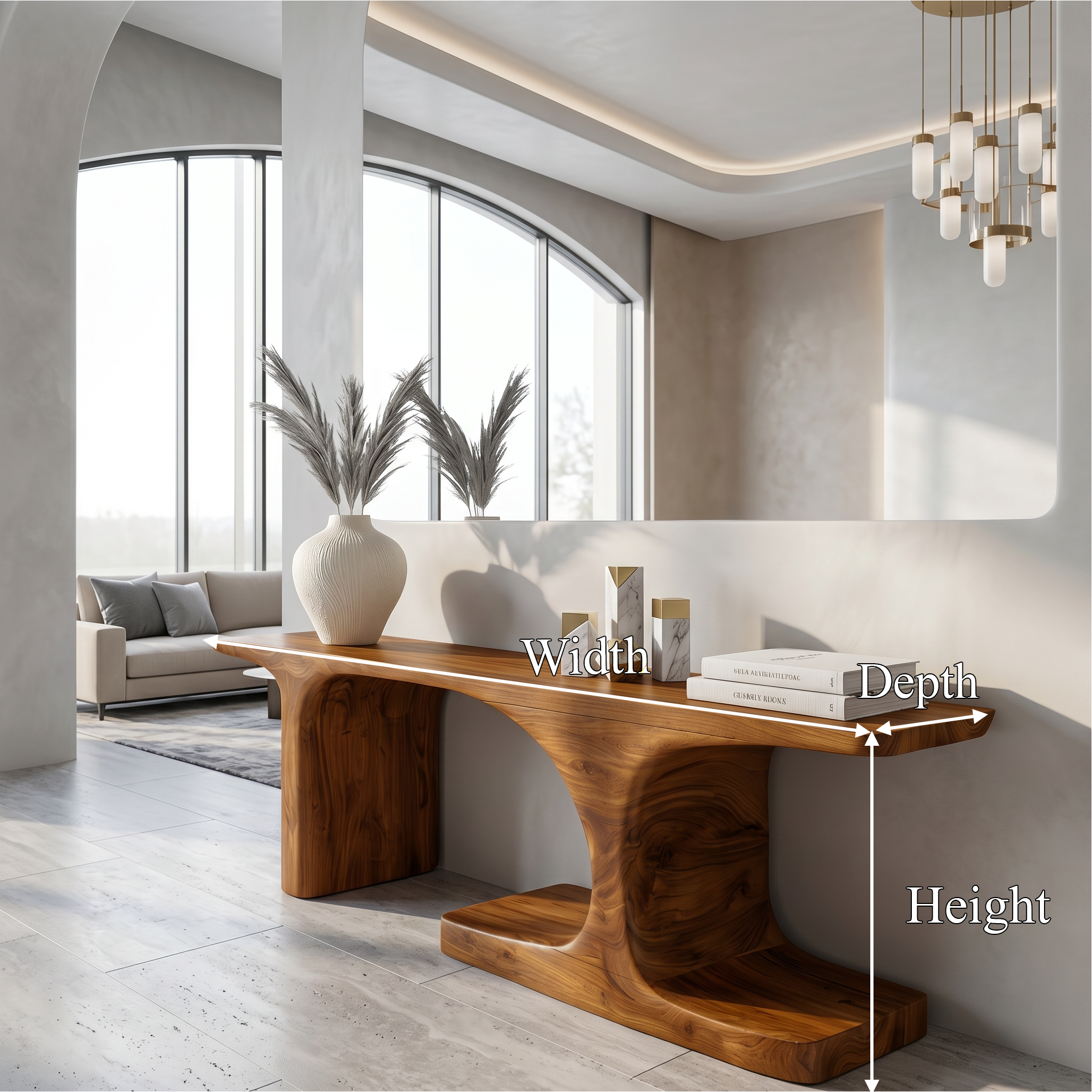 Organic Console Table With Sculptural Arched Form For Entryway SINLSACS646