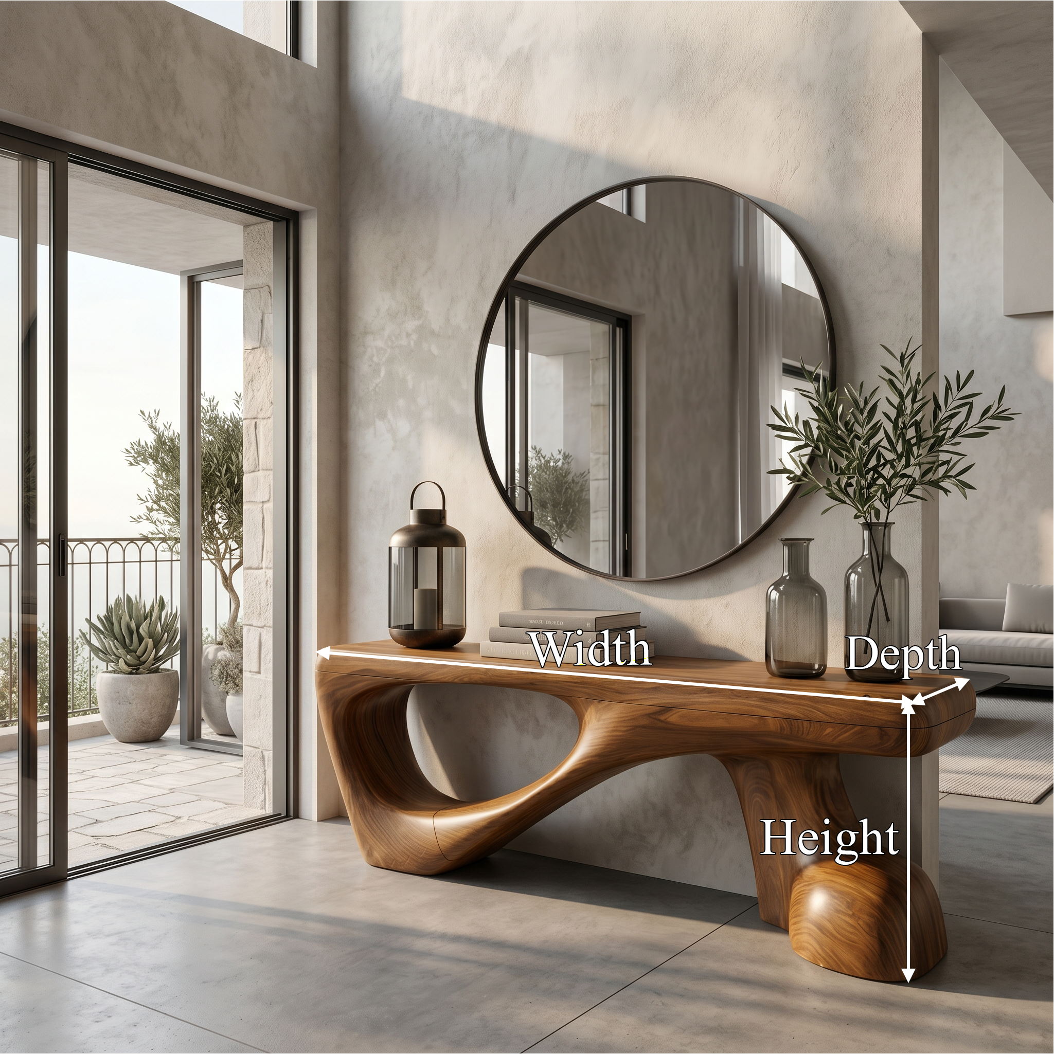 Rustic Console Table With Organic Root Form For Hallway SINLSACS649