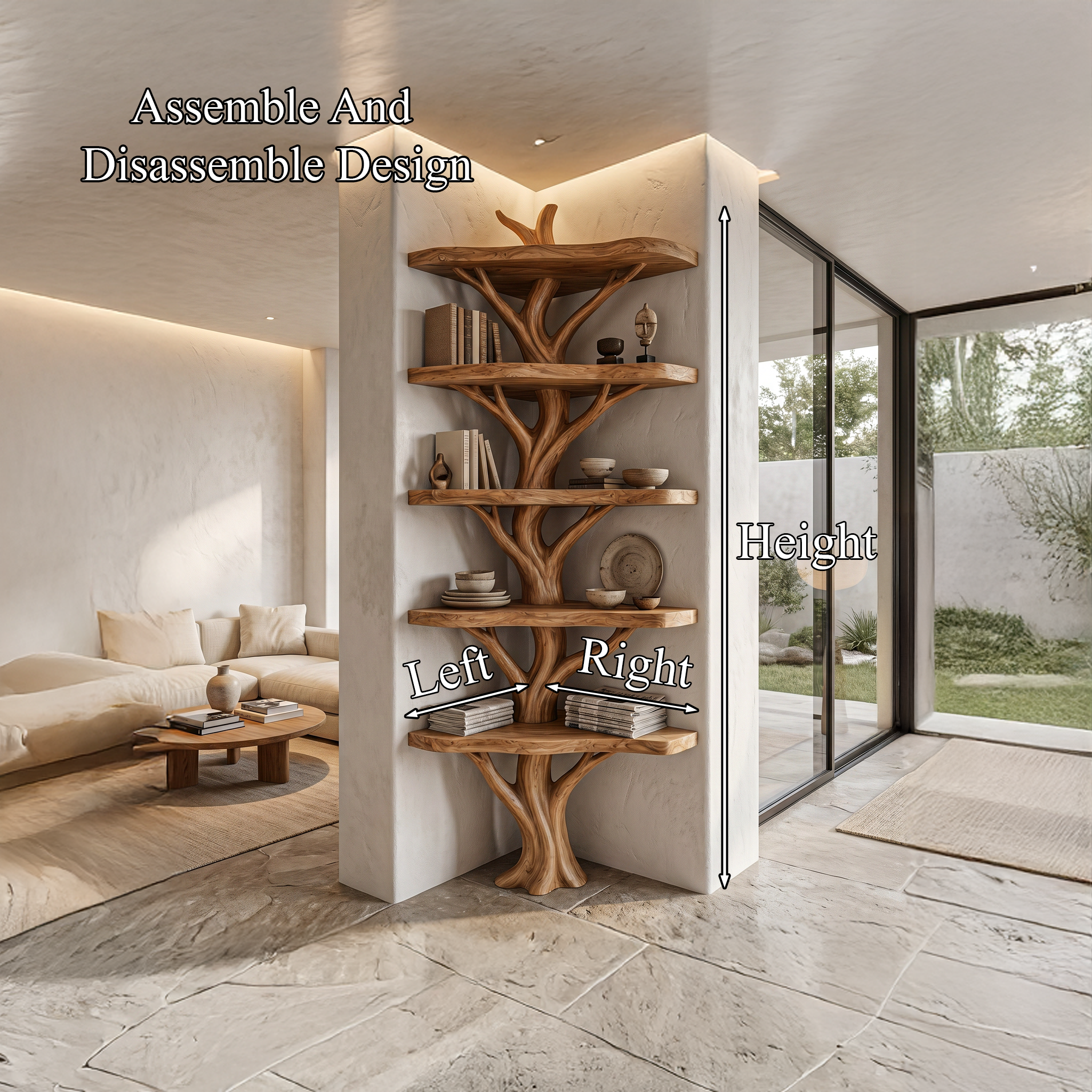 Sculptural Tree Bookshelf With Multi Tier Open Shelving For Reading Corner SINLHATB750