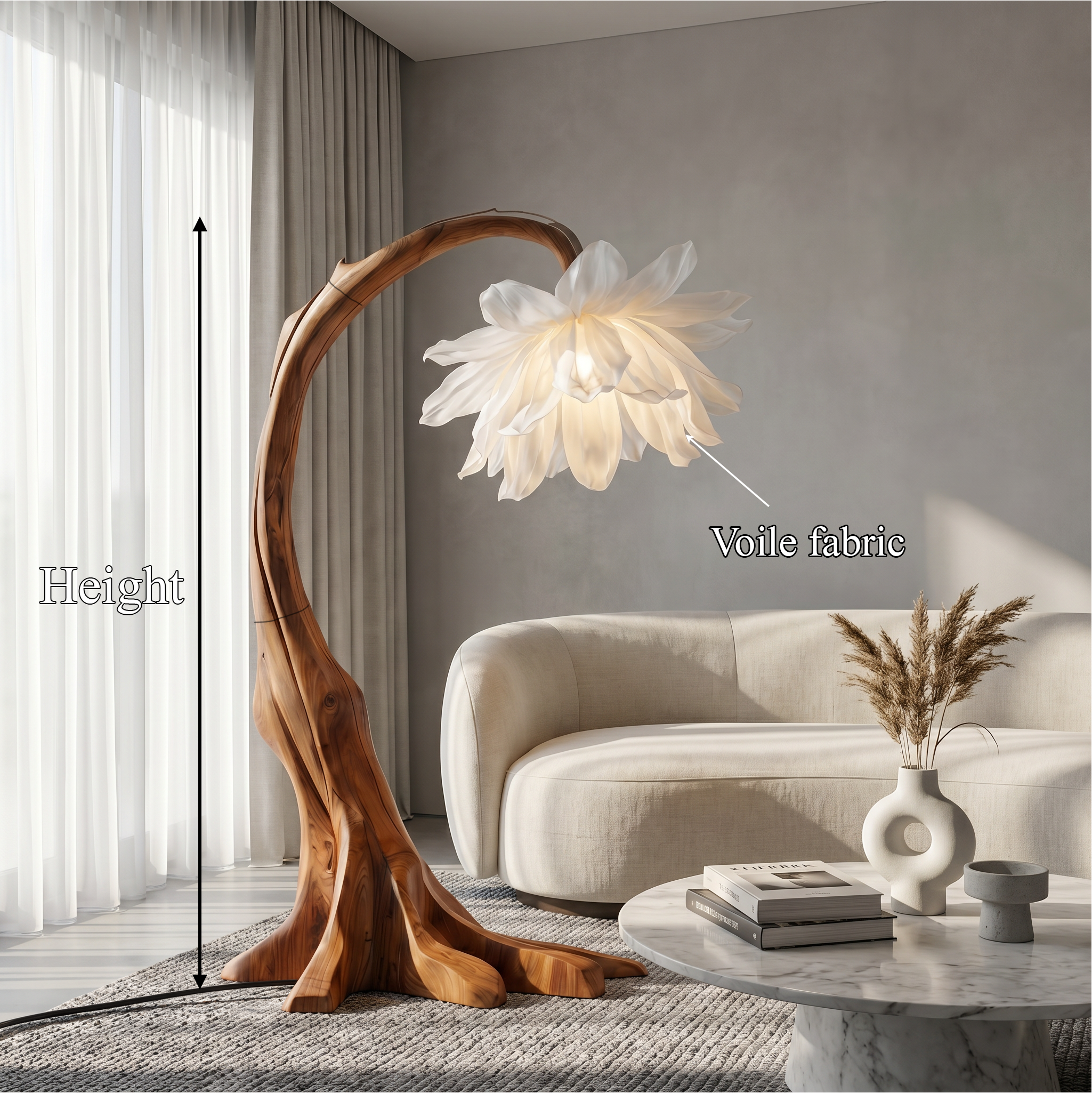 Contemporary Floor Lamp With Sculptural Floral Design For Living Room And Bedroom SINLSAFLP098