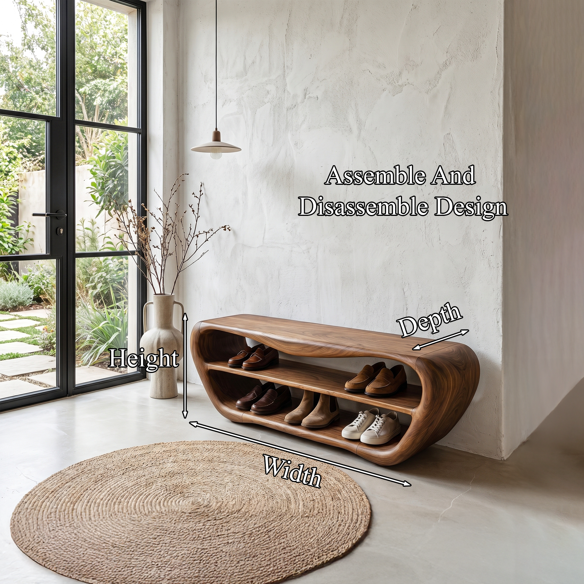 Handcrafted Shoe Bench With Open Storage For Entryway SINLHASB090