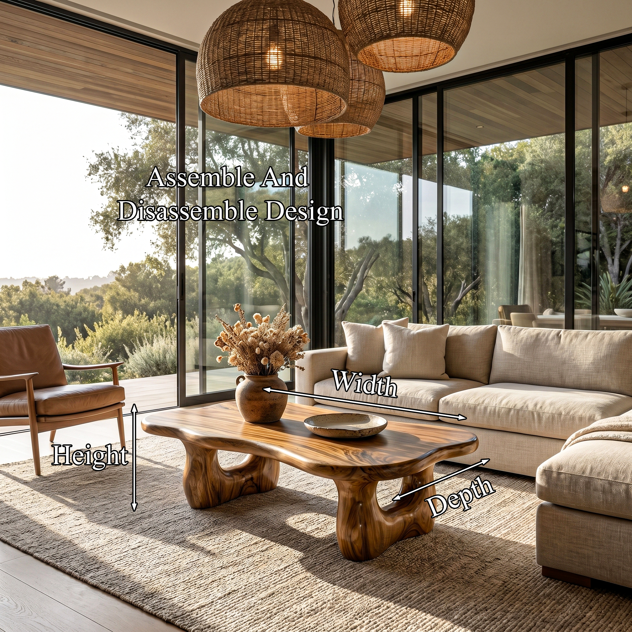 Rustic Wooden Coffee Table Natural Statement Furniture For Living Room SINLHACF394