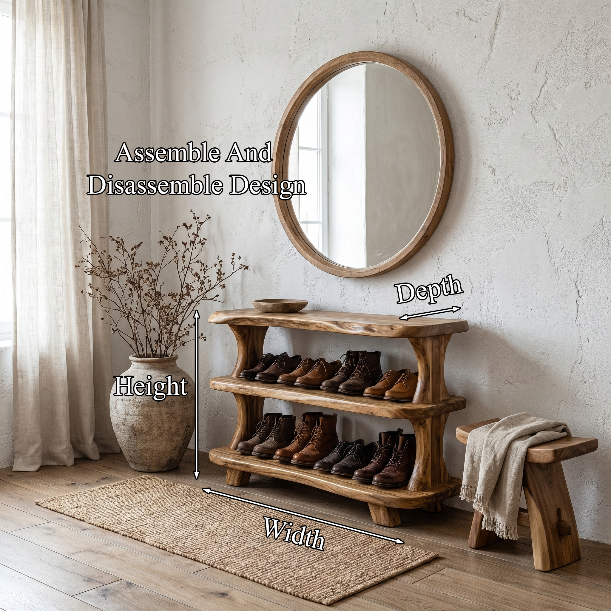 Modern Shoe Rack Sculptural Storage Design For Entryway SINLHASB095