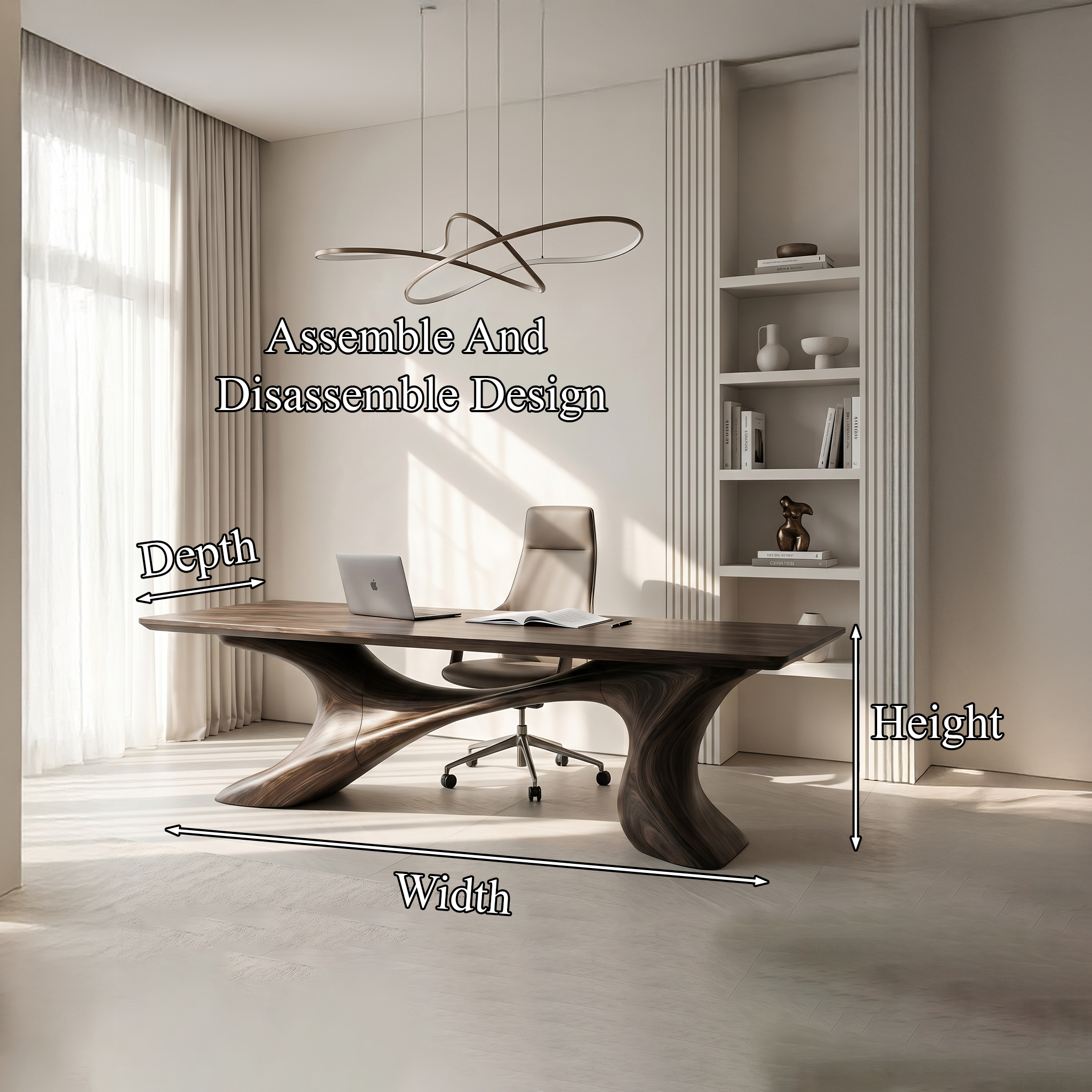 Sculptural Office Desk Organic Modern Furniture For Executive Workspace SINLHADK142