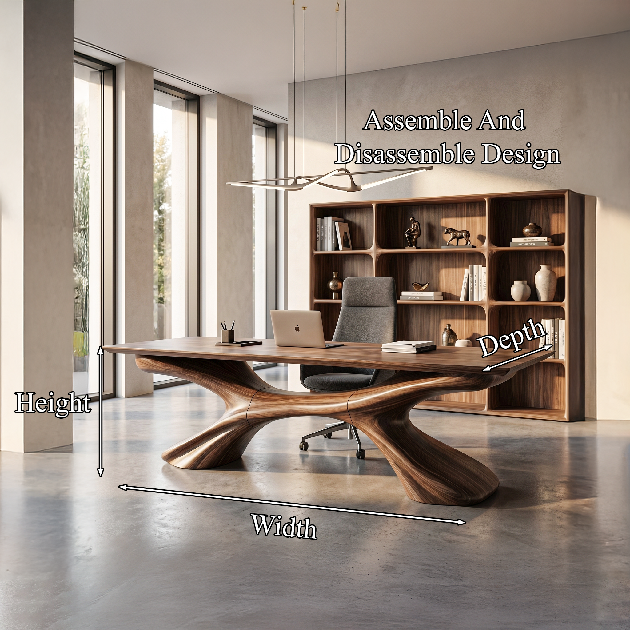 Modern Executive Desk Sculptural Design For Home Office Workspace SINLHADK143