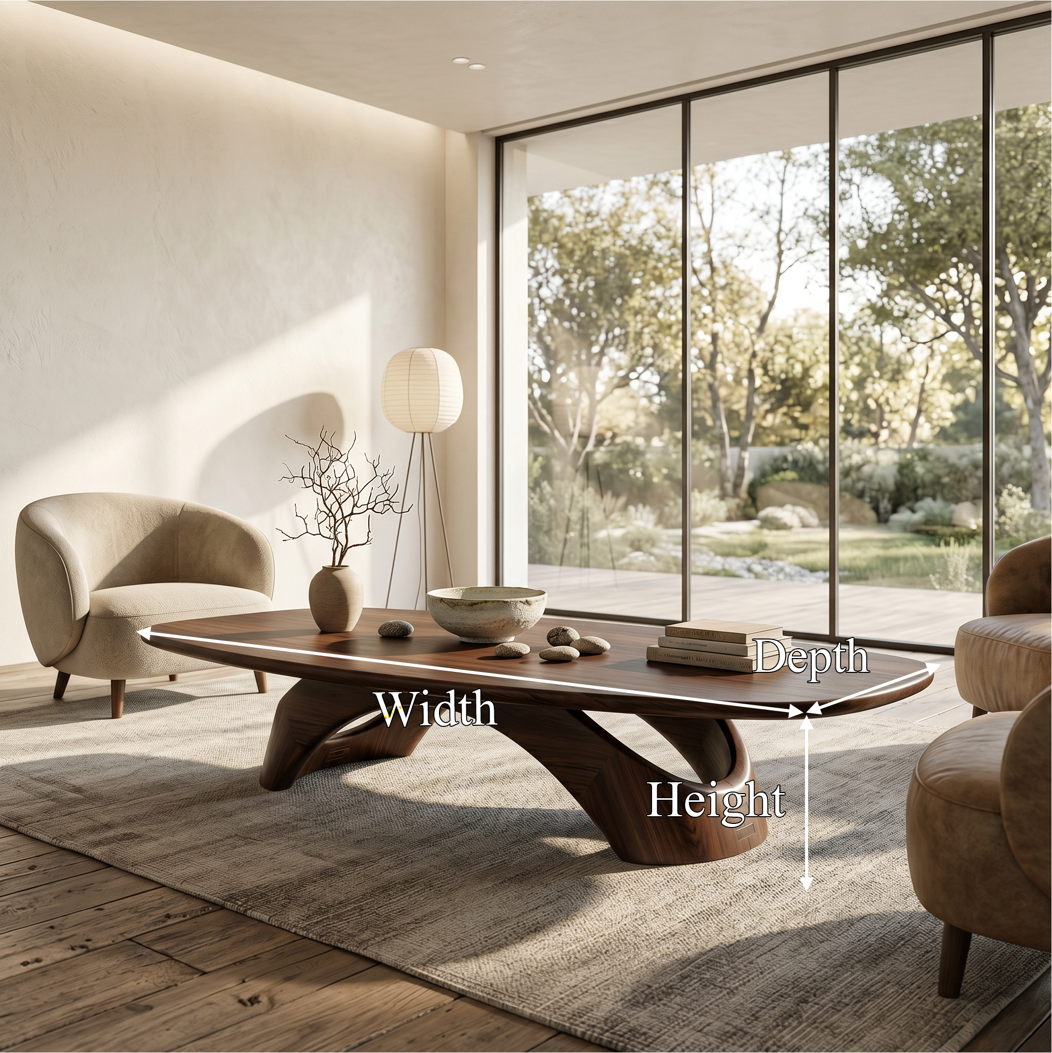 Rustic Coffee Table With Sculptural Wooden Base For Living Room SINLSACF405