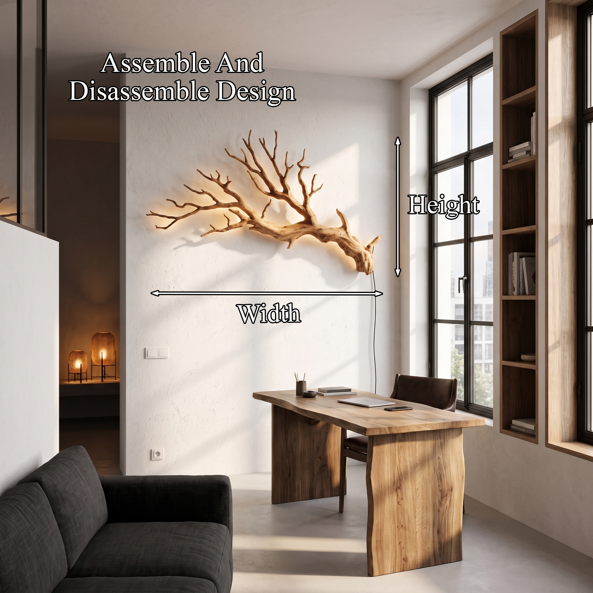 Sculptural Wall Light With Nature Inspired Tree Branch Design For Entryway SINLHAPL016