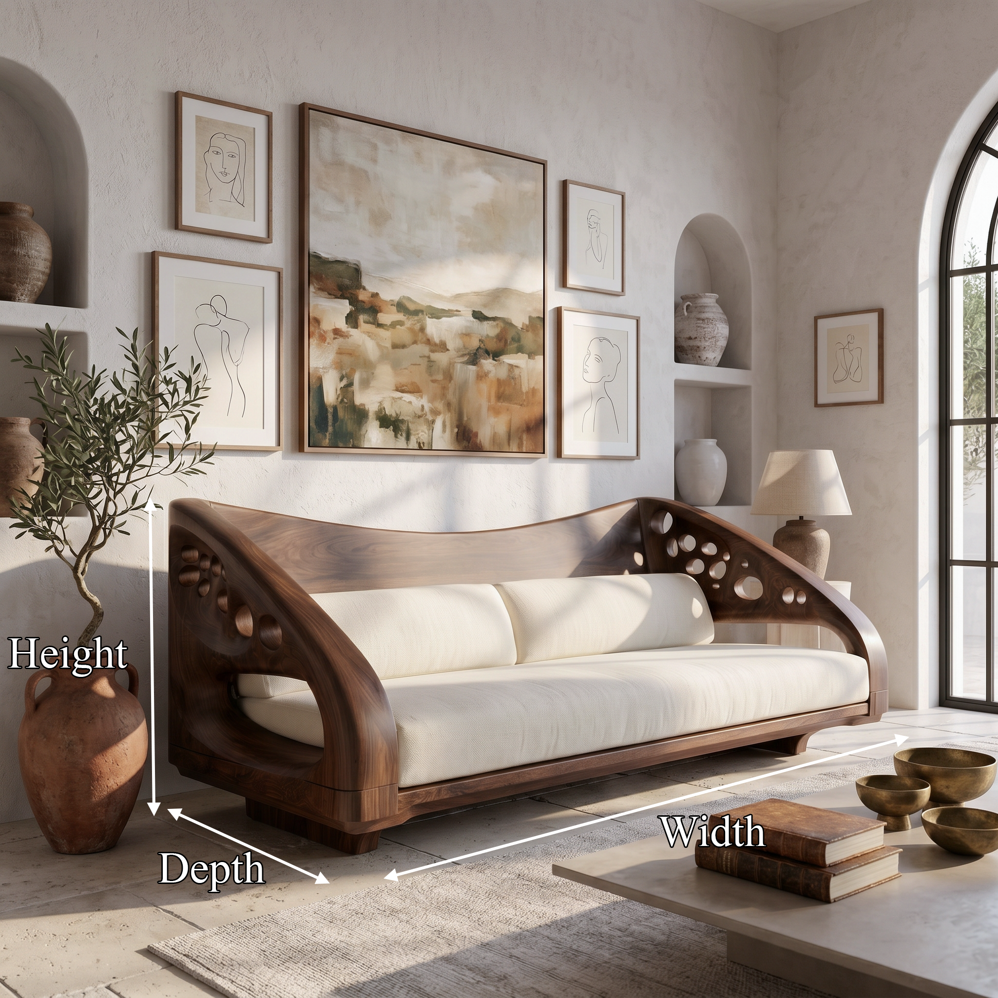 Organic Wooden Sofa Frame With Handcrafted Artistic Design SINLSASF036