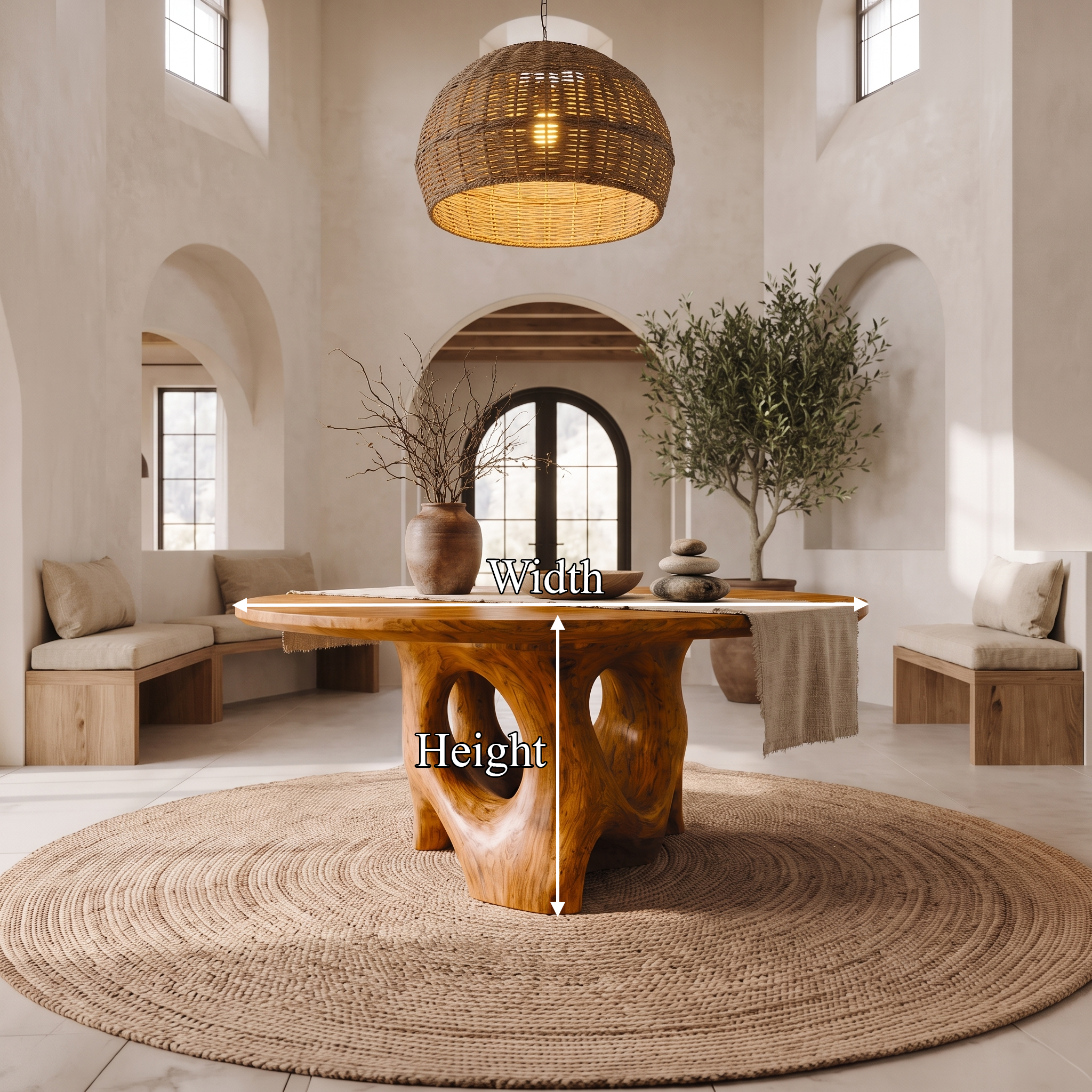 Natural Foyer Center Table With Organic Spiral Form For Entryway And Living Room SINLSAFT055