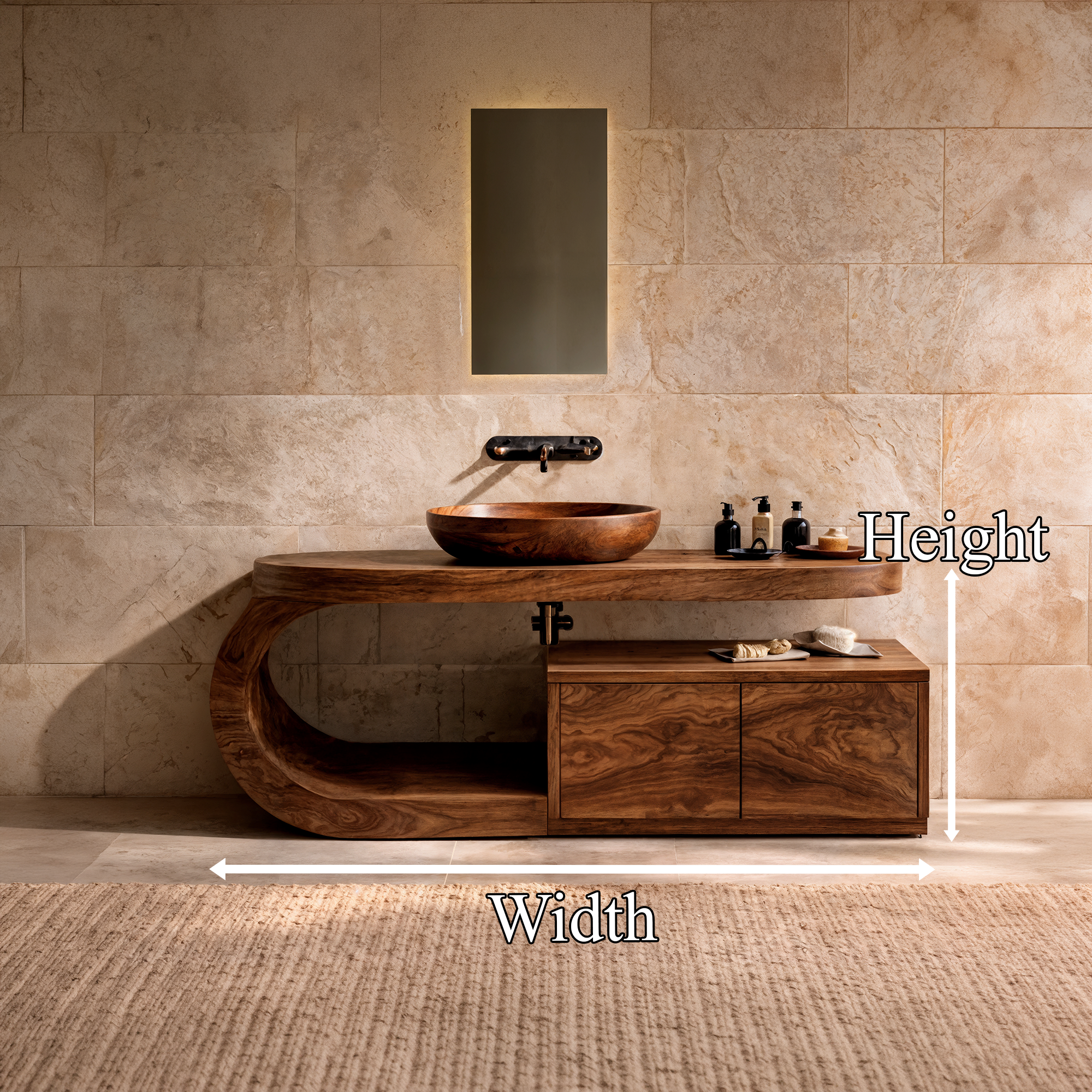 Organic Curved Bathroom Vanity For Bathroom And Powder Room SINLKIBRV299