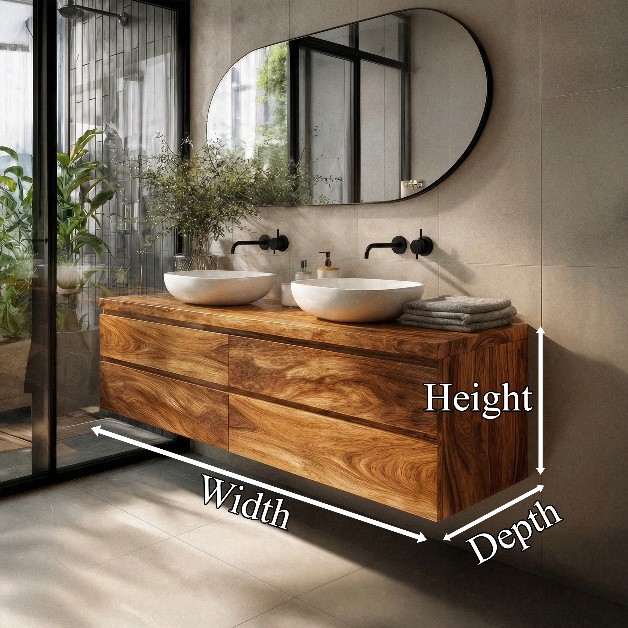 Rustic Bathroom Vanity Cabinet Natural Wood Wall Mounted Vanity SINLKIBRV203
