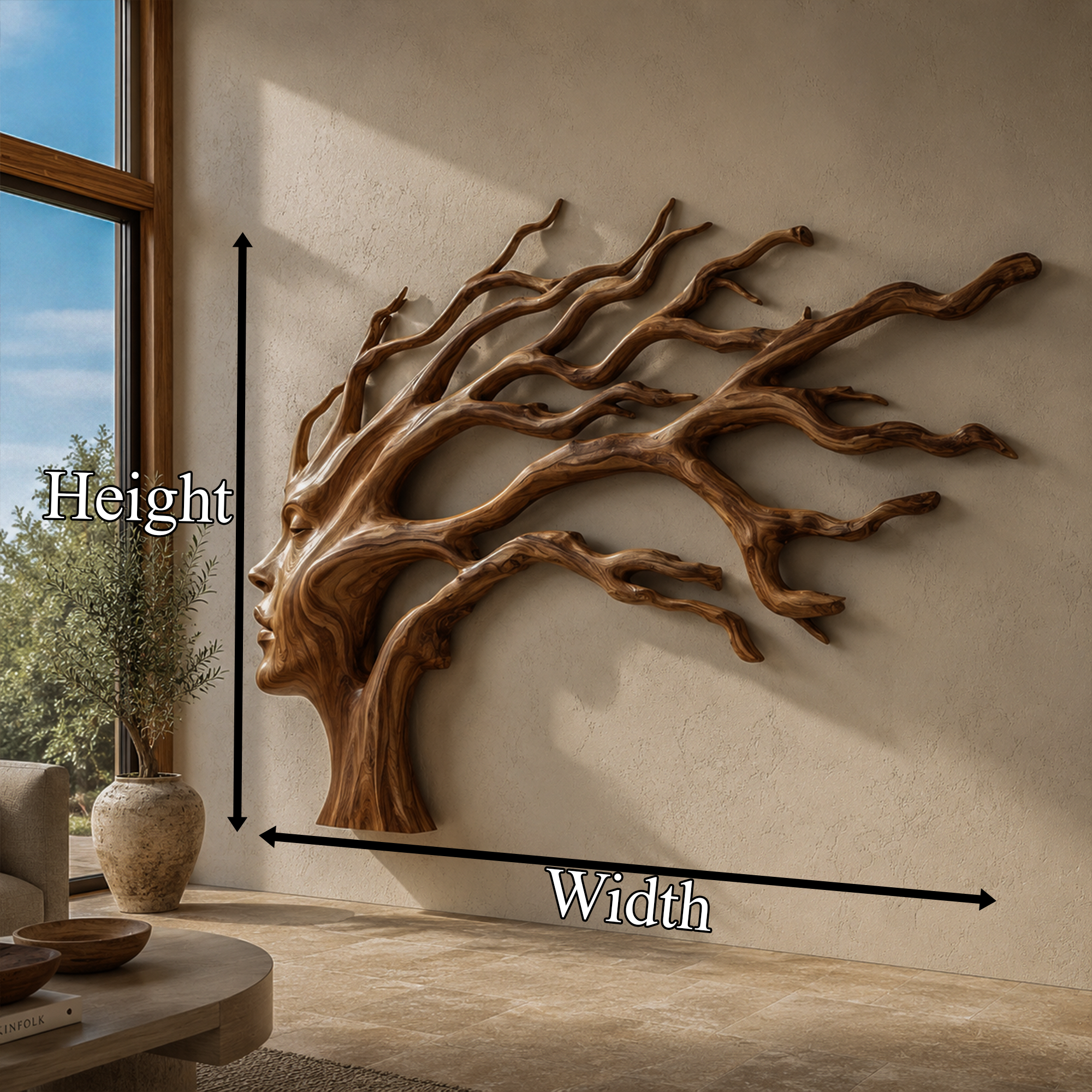 Organic Tree Wall Art With Sculptural Branch Design For Living Room And Entryway SINLKIWD103