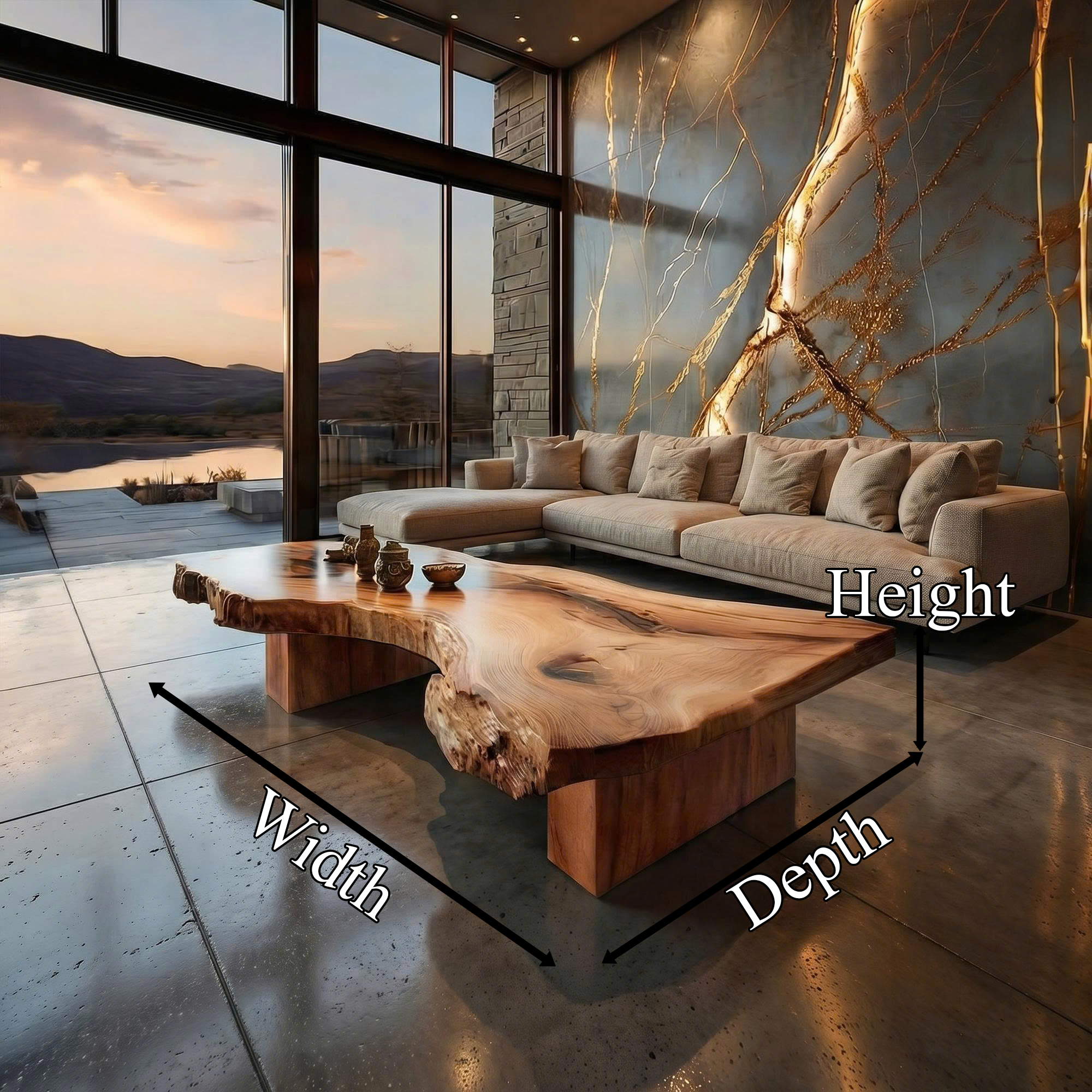 Rustic Sculptural Coffee Table Modern Living Room Display SINLKICF129