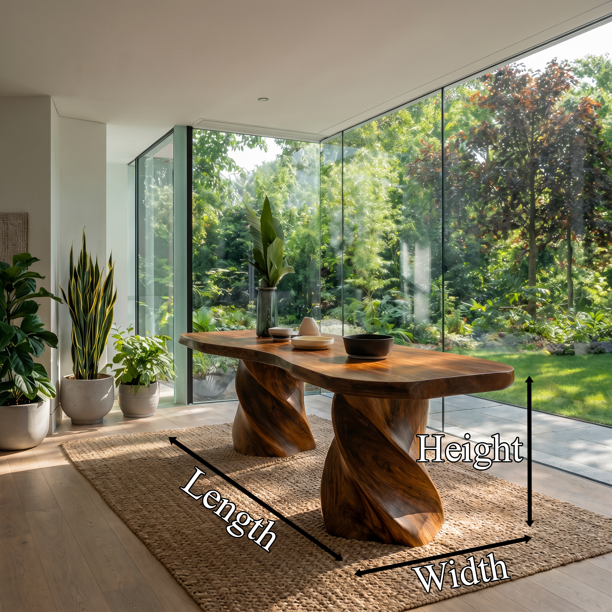 Sculptural Twisted Base Dining Table For Dining Room And Kitchen SINLKIDT165